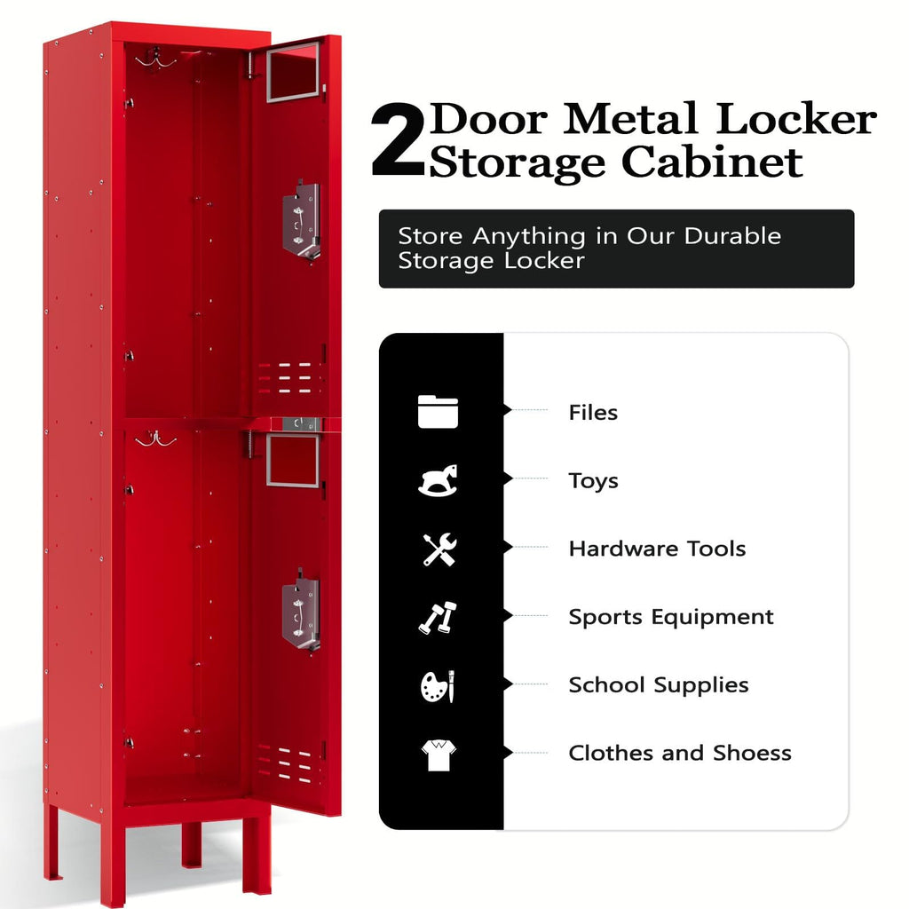 BUTISOW Metal Lockers - 66" Height Steel Lockers for Employees with 5 Door Storage Locker with Card Slot for Employees Gym School Home Office Garage - Assembly Required
