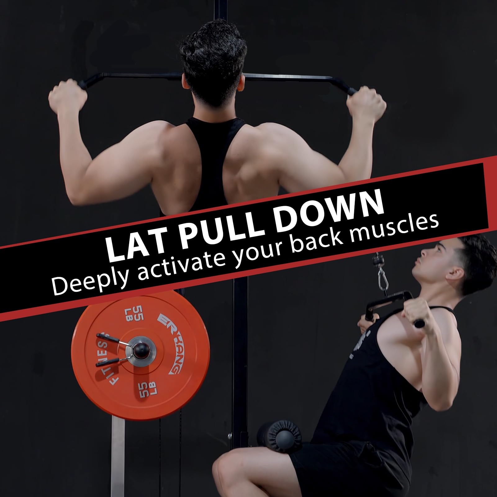 Mikolo LAT Pulldown Machine, LAT Row Cable Machine with Leg Hold Down Attachment, LAT Tower with Cable Row Attachment, Cable Machine Home Gym