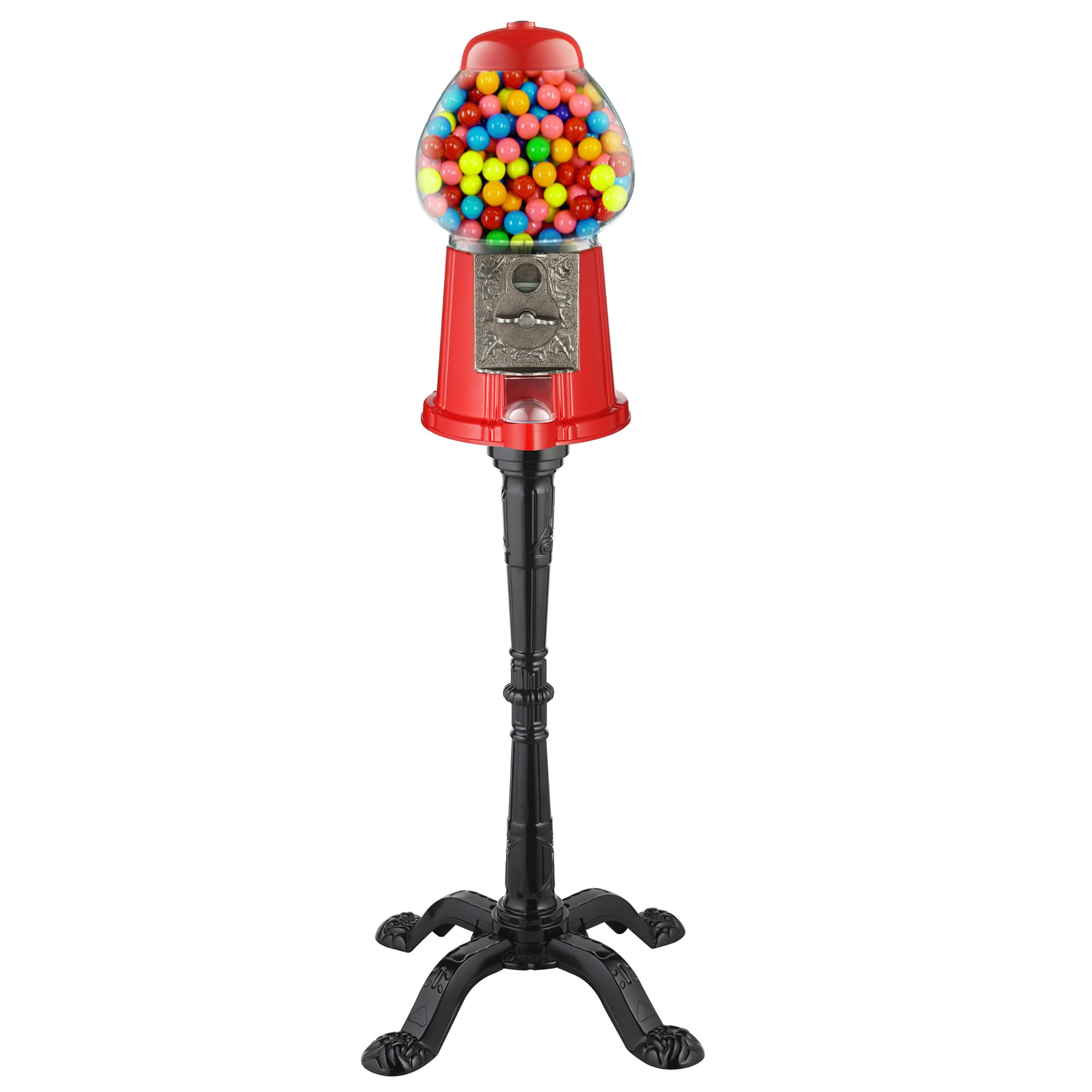 15” Gumball Machine with Stand and Coin Bank - Bubble Gum Machine Candy Dispenser with Glass Globe and Metal Base - Vintage Style Gum Ball Vending Dispenser by Great Northern Popcorn (Pink)