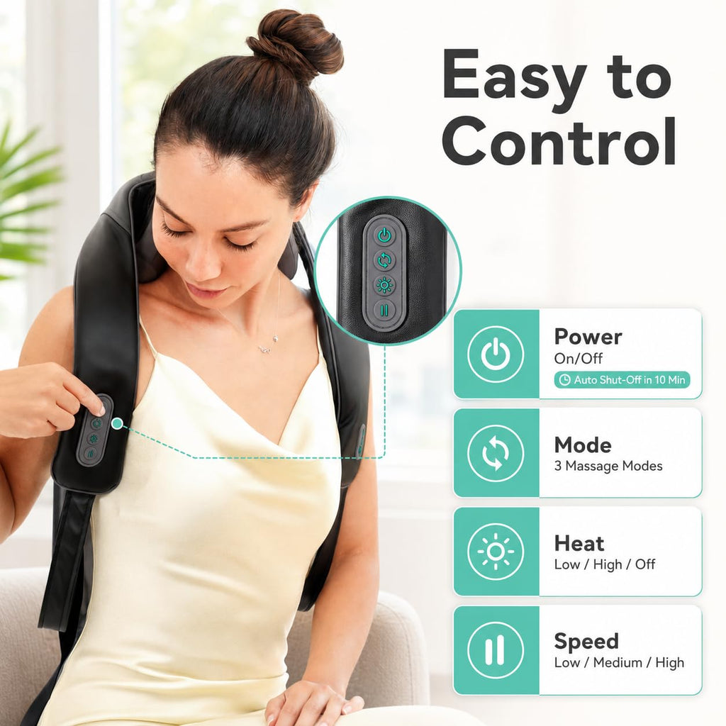 Snailax Cordless Neck Massager with Heat for Pain Relief Deep Tissue, 4D Kneading,Rechargeable Shiatsu Back Neck Massager for Neck, Shoulders Back，Gift for Father