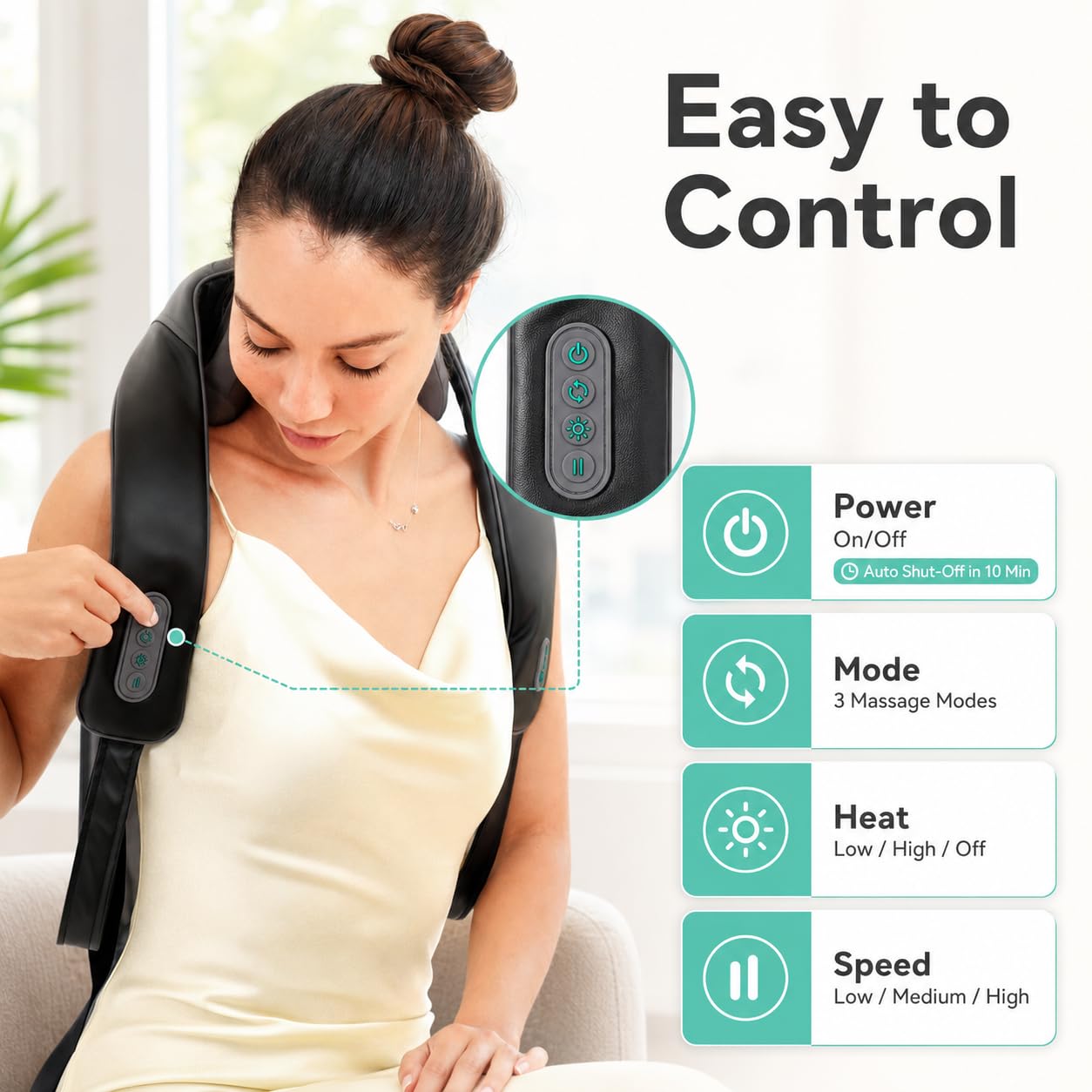 Snailax Cordless Neck Massager with Heat for Pain Relief Deep Tissue, 4D Kneading,Rechargeable Shiatsu Back Neck Massager for Neck, Shoulders Back，Gift for Father