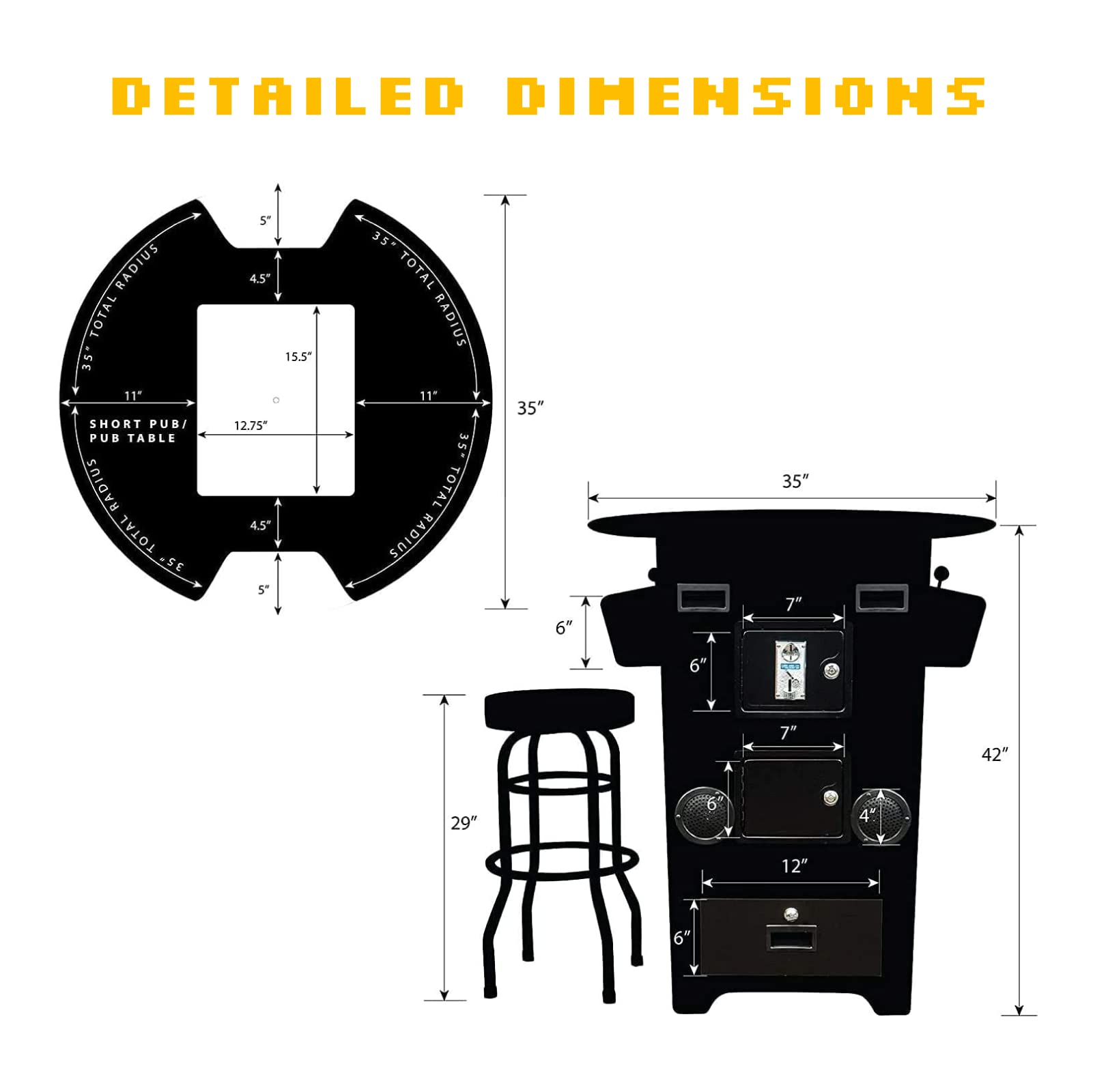 Creative Arcades Full-Size Commercial Grade Machine -Pub Style Arcade Table for 2 Player Cabinet for Home, 412 Games, Multiplayer Control Panel and Screen Size 22 inch.