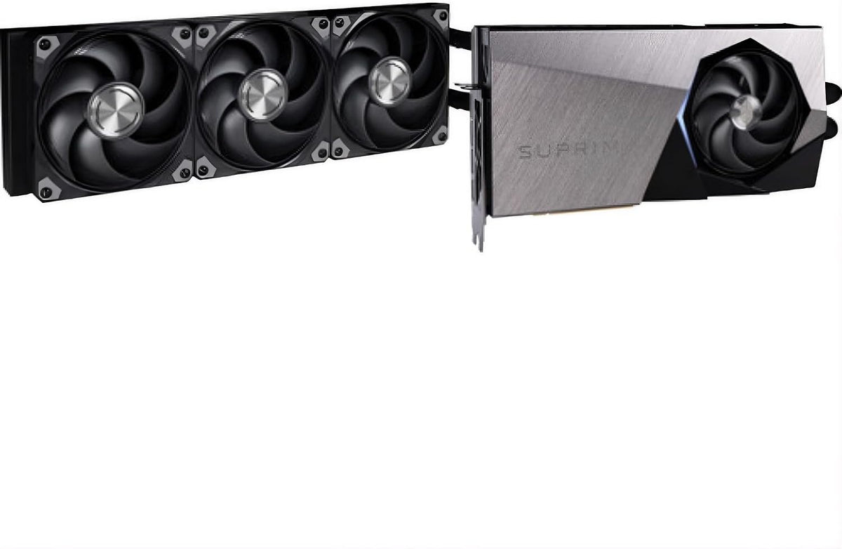 msi GeForce RTX 5090 SUPRIM Liquid SOC Hybrid Liquid Cooled GPU, 32GB GDDR7, 28 Gbps, 512-bit, 3352 AI Tops, DLSS 4, 360mm Radiator, DP 2.1b x3, HDMI 2.1b, with GPU Holder