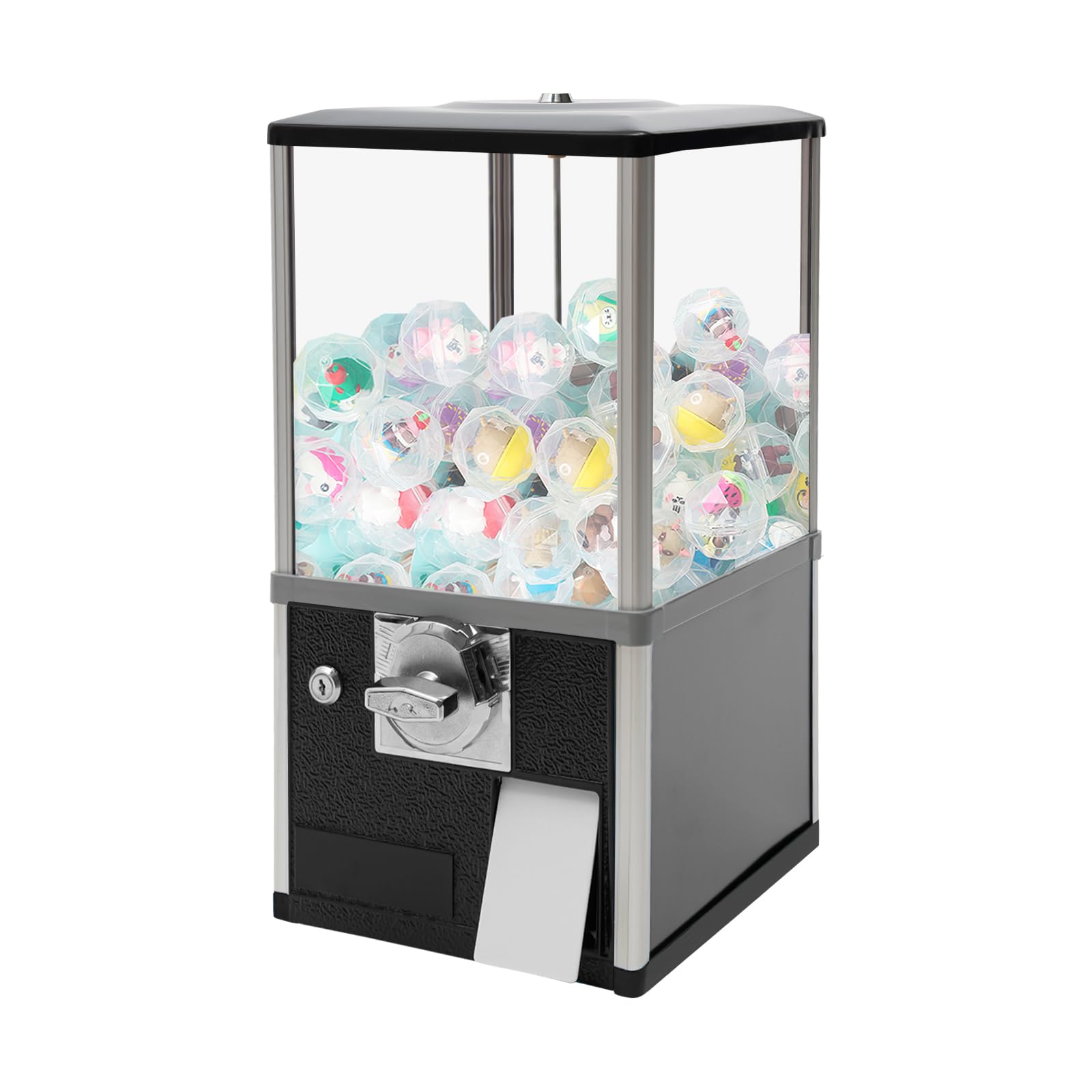 4X 25 Cents Coin Operated Vending Machine, 200pcs 1.77in Toy Capsule Vending Machine Commercial Twister Ball Dispenser 21in Height Rectangle Bubble Gum Machine for Retail Store, Supermarket
