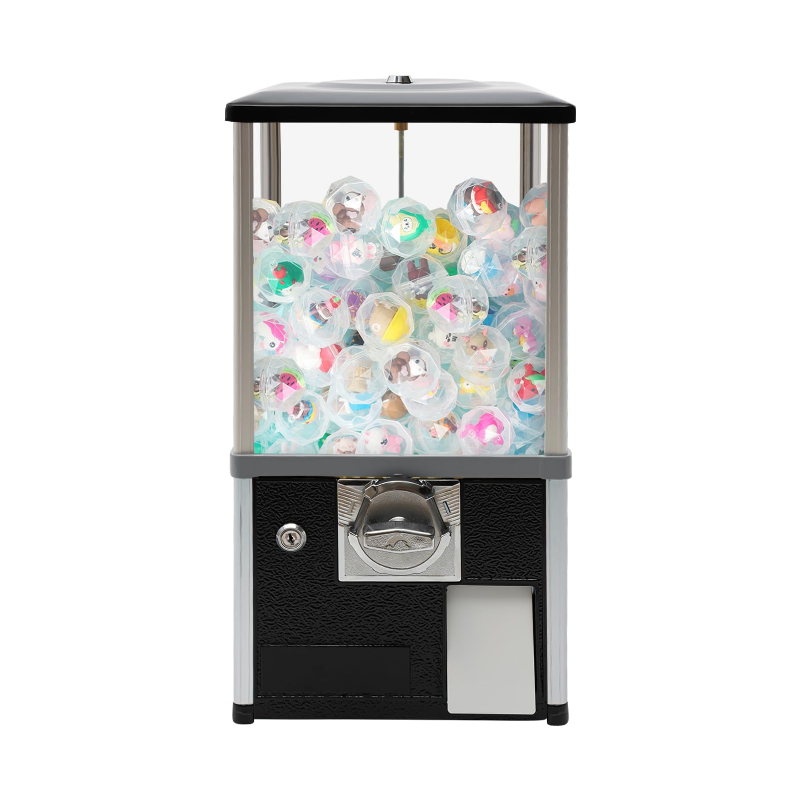 Big Commercial Capsule Vending Machine, 4-Side 25 Cent Coin Operated Gumball & Toy Dispenser, Freestanding Candy Machine for Bouncy Balls, Party Favors, Small Business, Multicolor (Yellow)