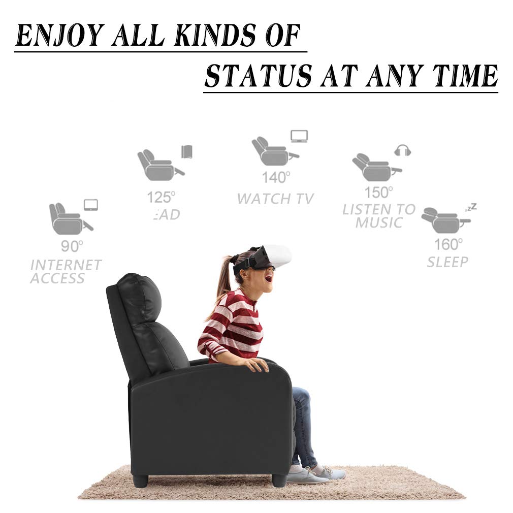 BestMassage | Recliner Chair | with 2 Point Massage Function | Pu Brown | with Lumbar Support, Adjustable Push Back, Footrest & Padded Seat | Easy Assembly | for Living Room, Home Theatre