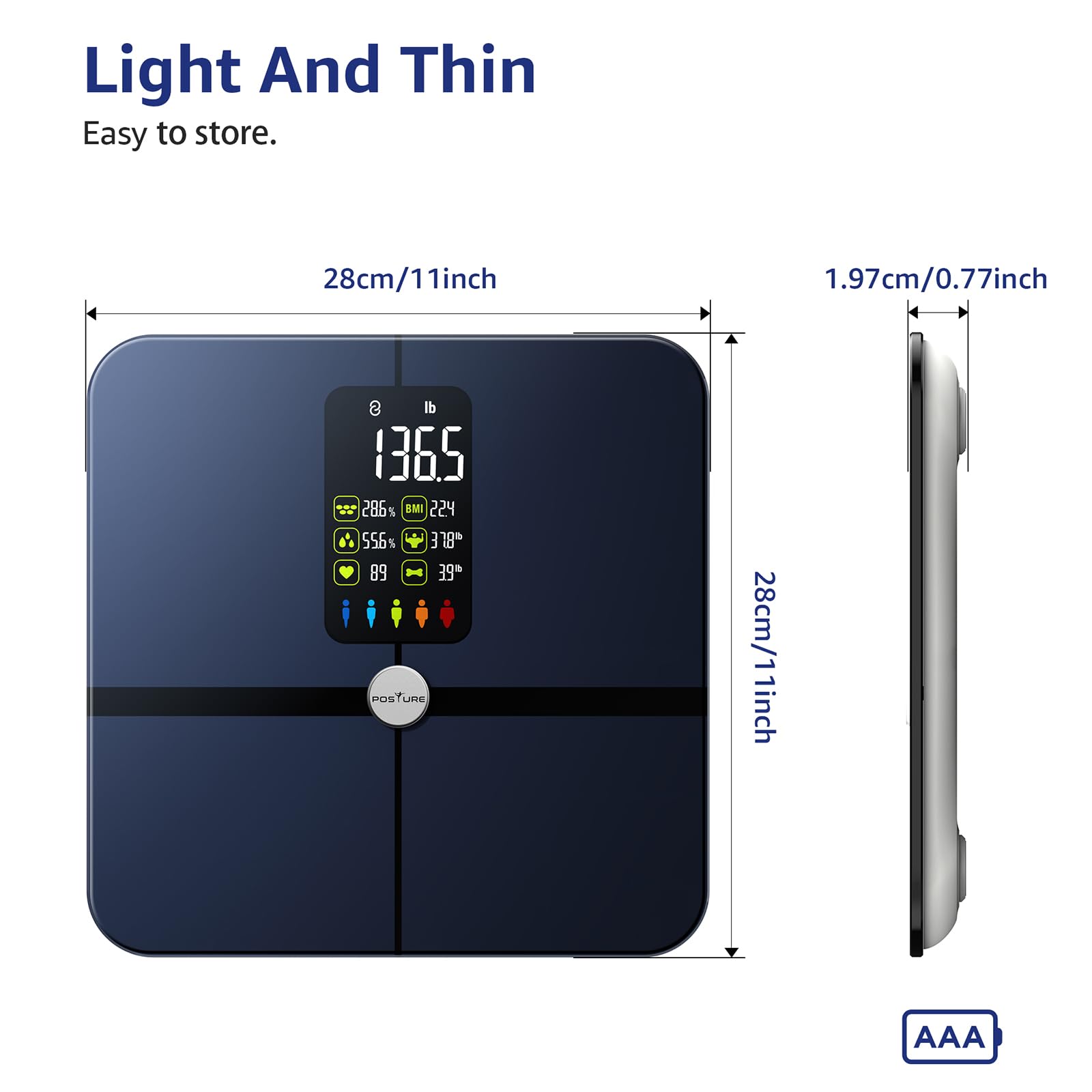 Posture Scale for Body Weight and Fat, Digital Bathroom Scale BMI Weighing Bluetooth Body Fat Scale, 8 Electrode Smart Body Fat Scale, Full Body Composition Analyzer with Voice Prompt