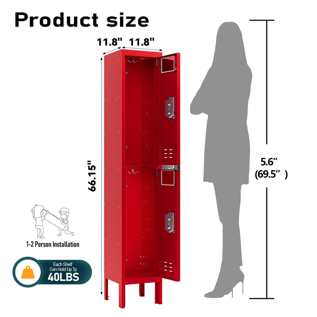 BUTISOW Metal Lockers - 66" Height Steel Lockers for Employees with 5 Door Storage Locker with Card Slot for Employees Gym School Home Office Garage - Assembly Required