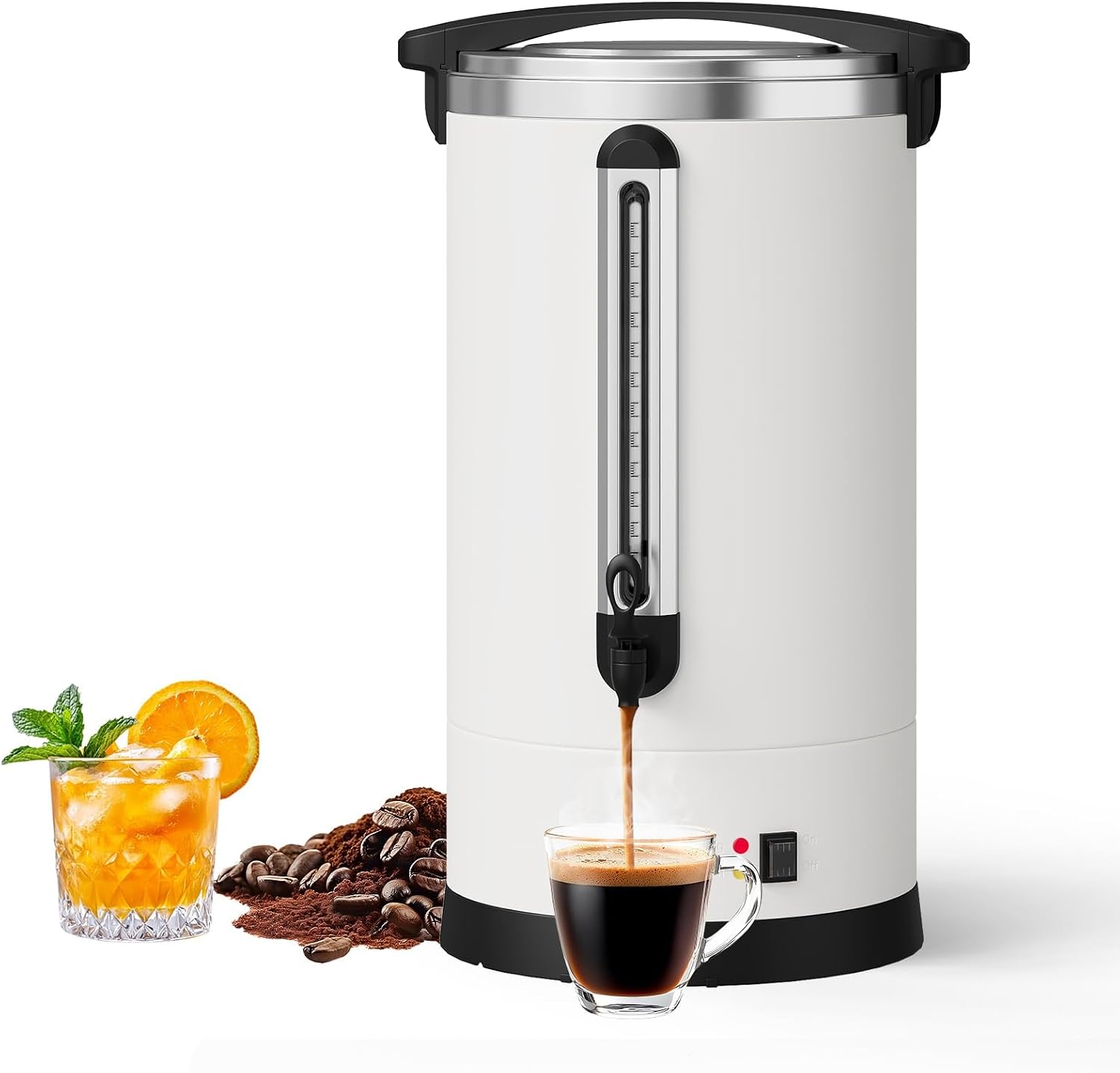 120 Cup Commercial Coffee Urn and Hot Beverage Dispenser, Stainless Steel Large Coffee Maker, Double Wall Hot Water Urn With Cool-Touch Handle, Dripless Faucet, Quick Brew for Events & Catering