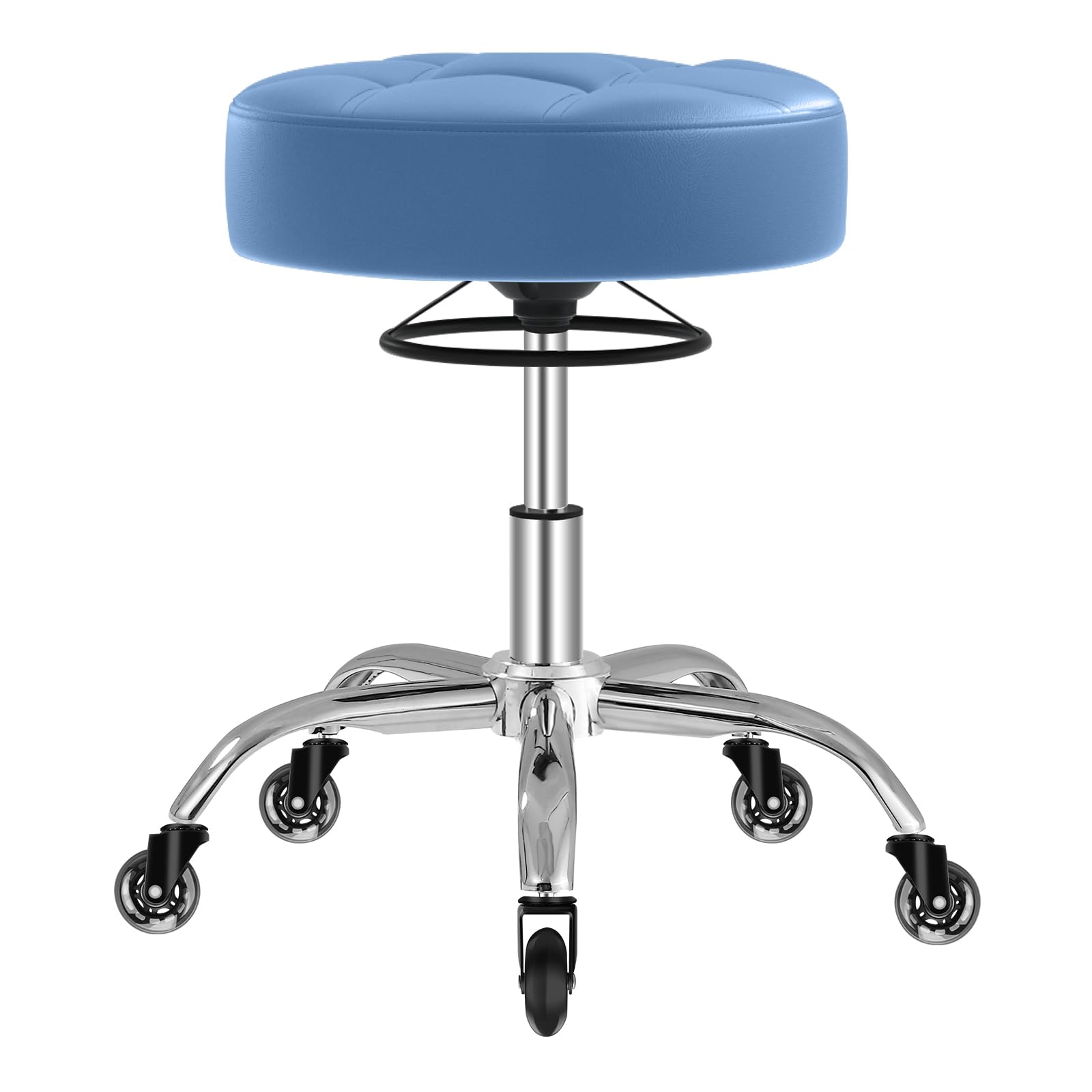 Rolling Stool Heavy Duty 400lb: Super Soft Seat Cushion,360° Swive,Height Adjustability,No Squeaky Noises,No Tip Over, New Upgraded Salon stool Chair, for Tattoo Facial Massage Spa Medical (Black)
