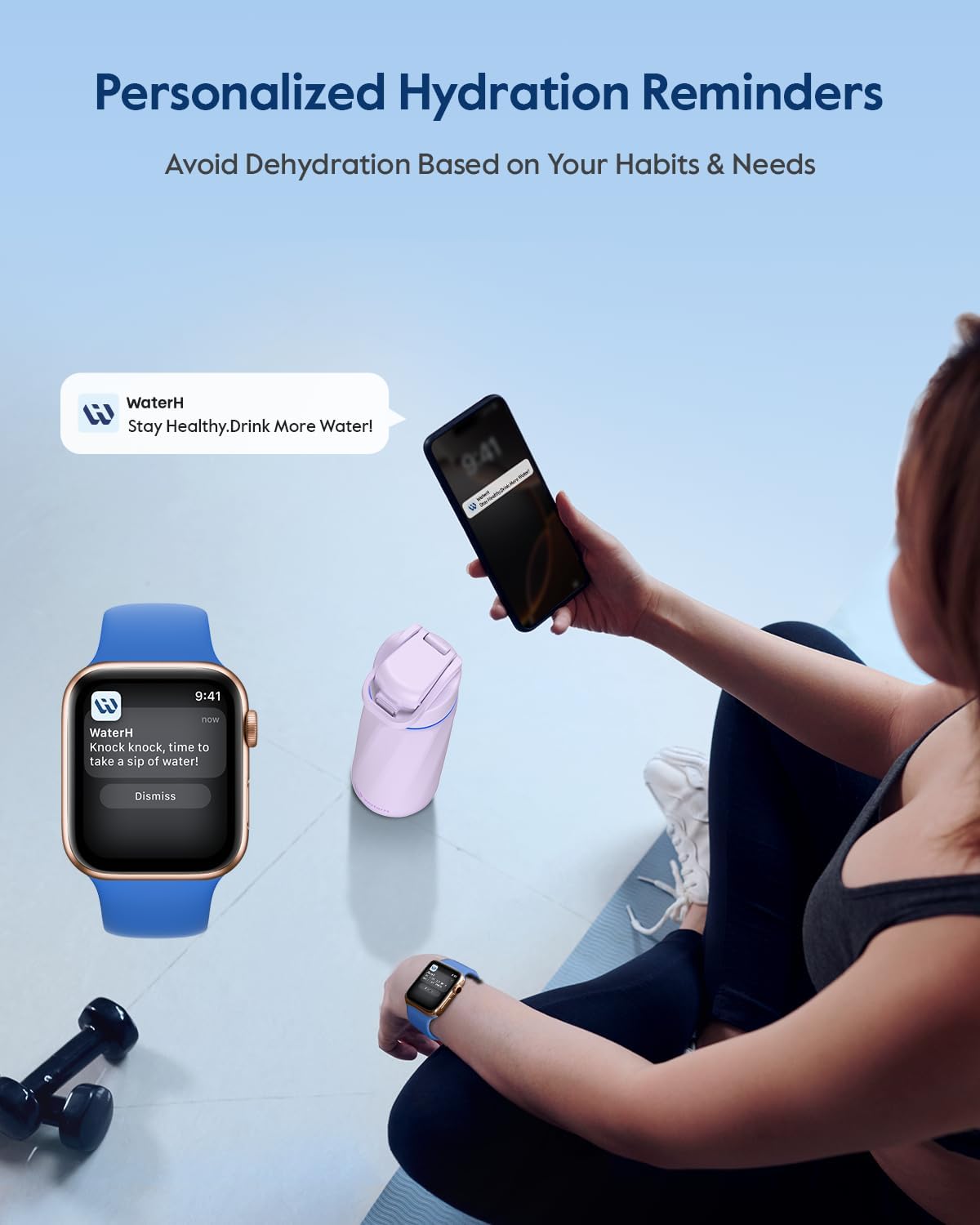 BOOST Smart Water Bottle that Reminds You to Drink, 24oz BPA-Free Stainless Steel Vacuum Insulated, Wide Mouth Water Tracker Bottle with APP for School, Gym, Office, Ideal for Father's Day