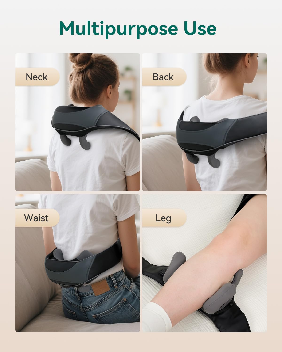 Snailax Cordless Neck Massager with Heat for Pain Relief Deep Tissue, 4D Kneading,Rechargeable Shiatsu Back Neck Massager for Neck, Shoulders Back，Gift for Father