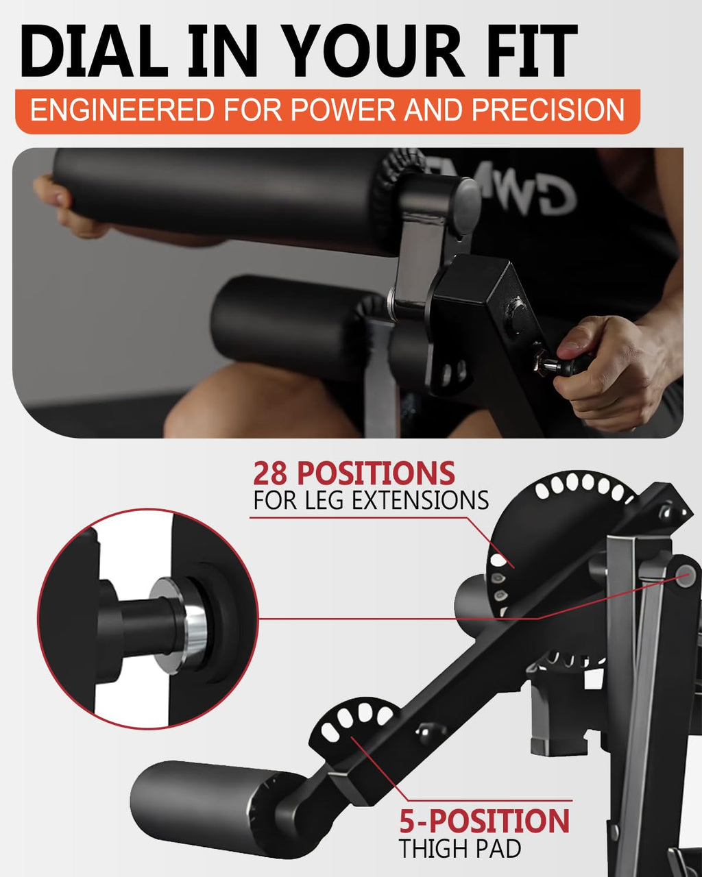 GMWD Leg Extension and Curl Machine, Lower Body Special Leg Machine, Adjustable Leg Exercise Bench with Plate Loaded, Leg Rotary Extension for Thigh, Home Gym Weight Machine
