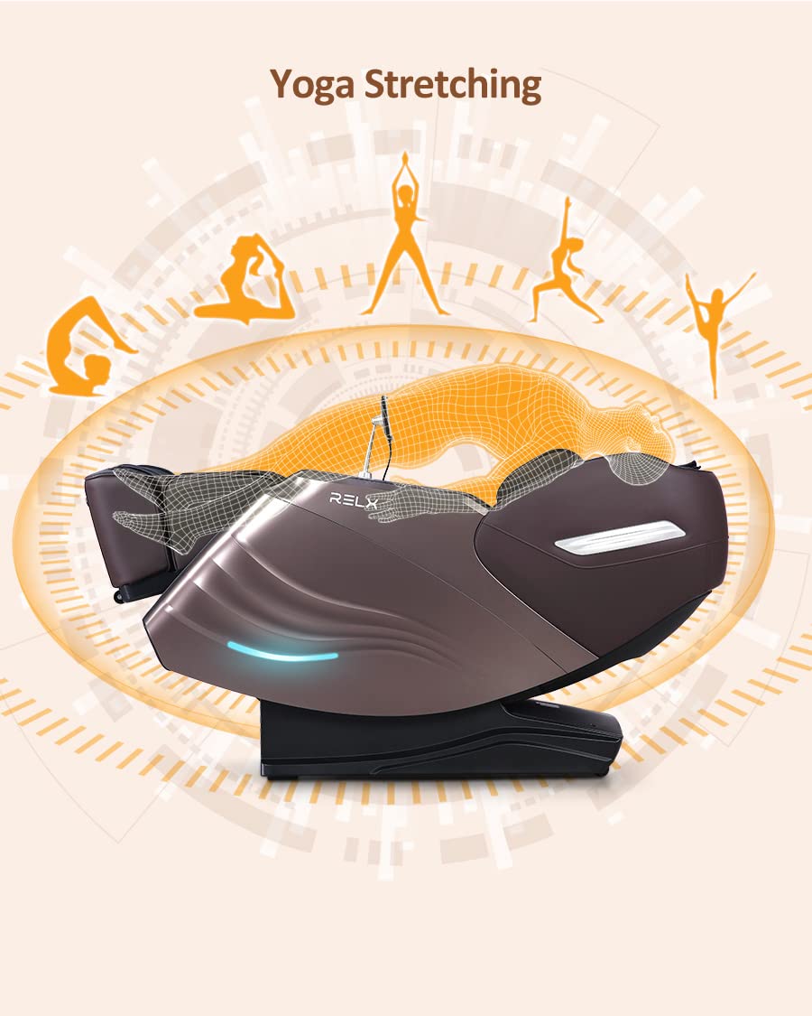 RELX Massage Chair Full Body, 20 Modes Zero Gravity SL-Track Shiatsu Massage Chair Built-in Heat System, Airbag Massage with Body Scan, Deep Yoga Stretch, Calfrest Extension and AI Control(Cream)