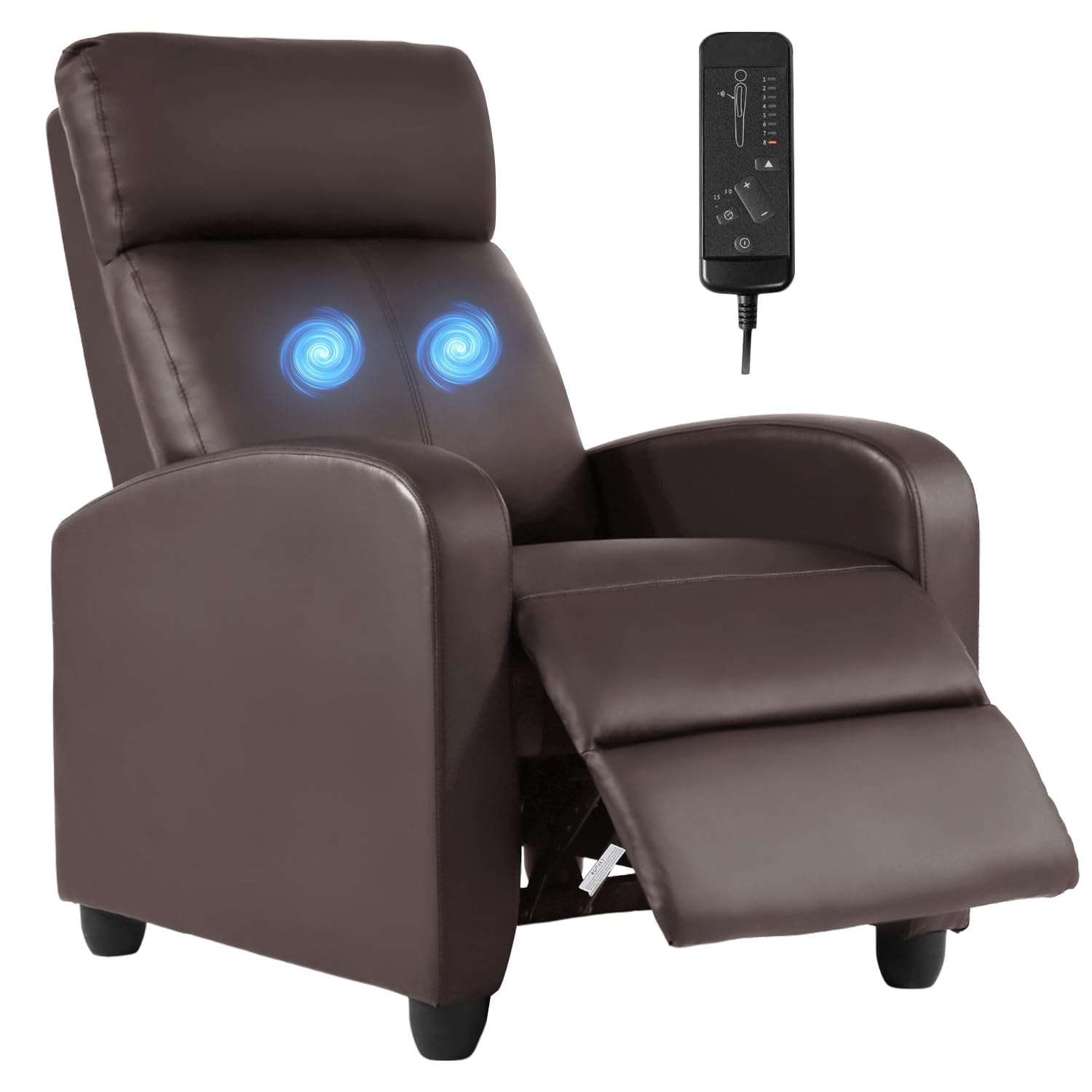 FDW Recliner Sofa Massage Chair Home Theater Seating with Lumbar Support and Padded Backrest for Living Room and Bedroom (Leather, Black)
