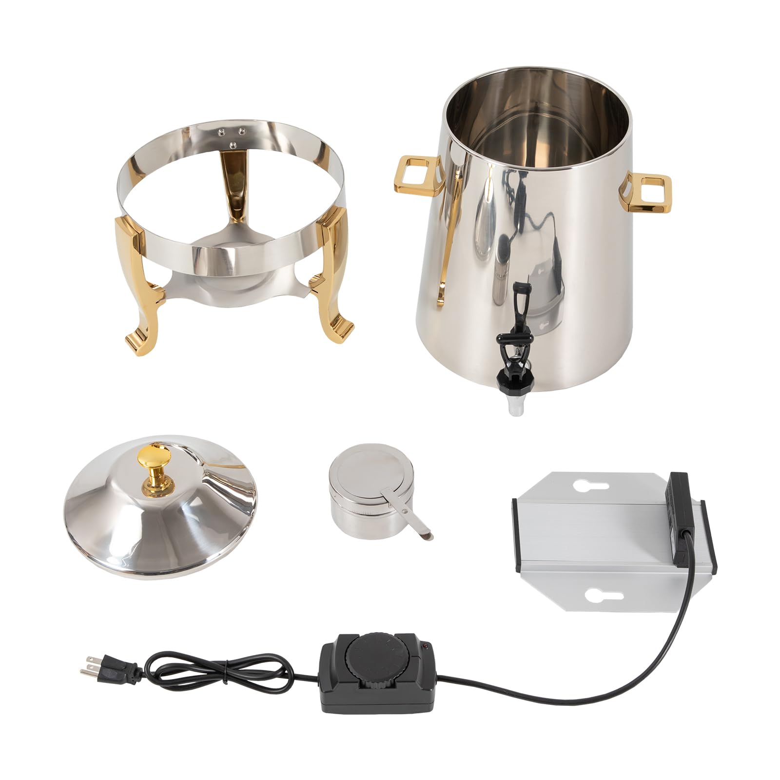 3.4 Gallon Stainless Steel Hot Beverage Drink Dispenser Can, Electric Coffee Urn with Fuel Holder 2-Way Continuous Heating, Tea Water Coffee Chafer Urn with Spigot for Parties Buffet Catering