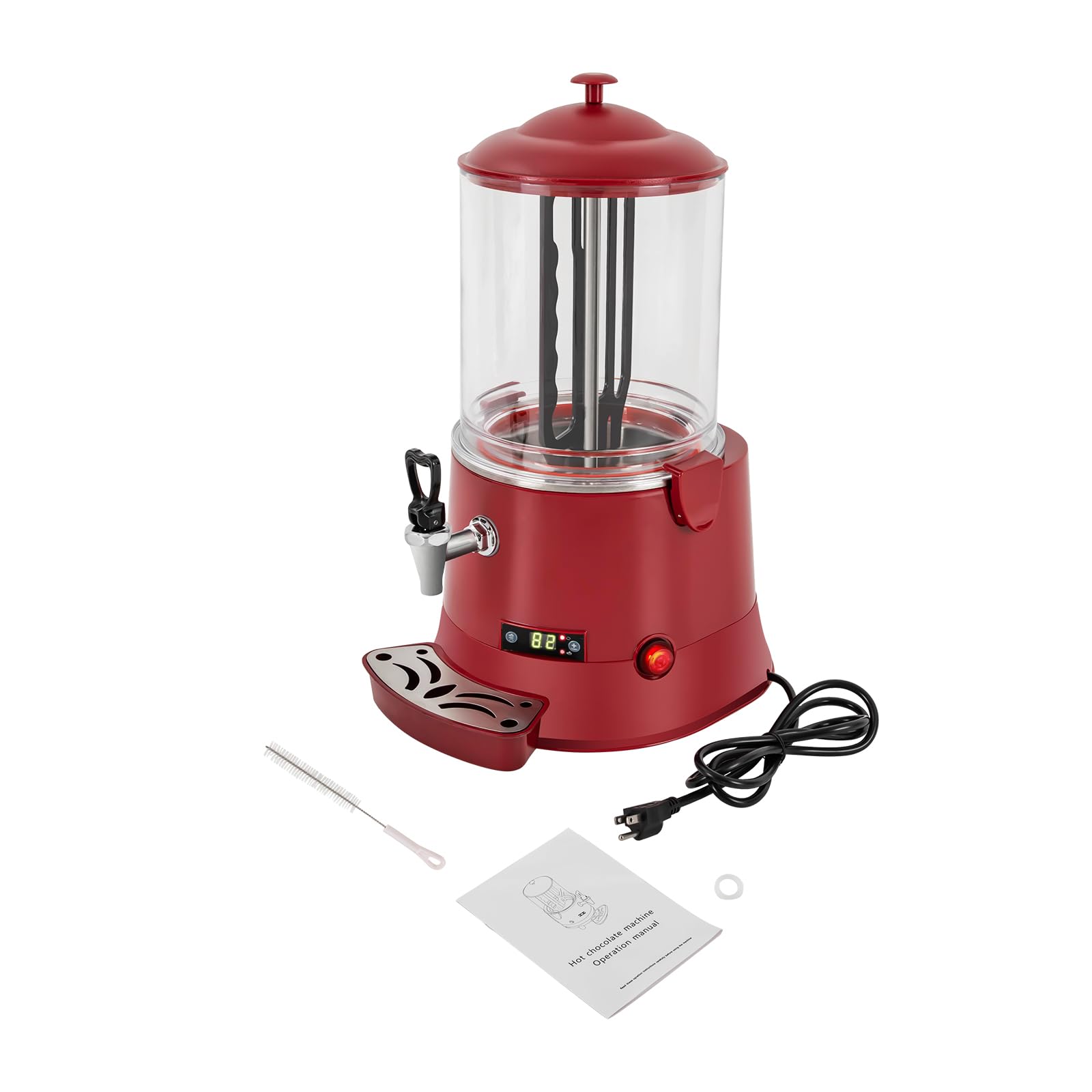 Commercial Hot Chocolate Machine Maker and Dispenser 110V 400W 5L(1.32Gal) Electric Hot Chocolate Dispenser Beverage Warmer with LED Display, 86-194°F for Heating Coffee, Milktea, Soy Milk