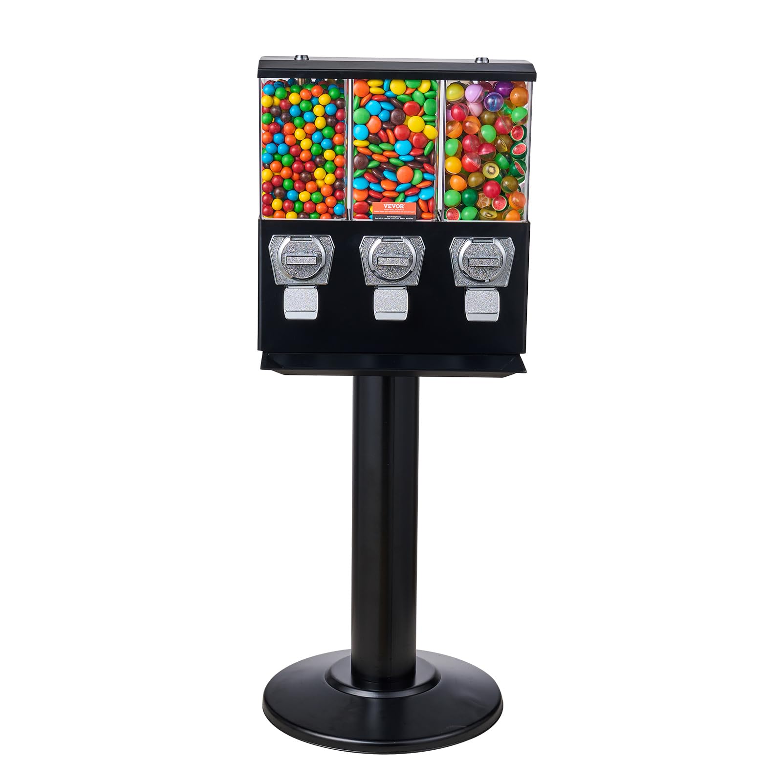 VEVOR Commercial Vending Machine, Four Compartment Rotatable Gumball and Candy Dispenser, Adjustable Height Coin Operated Candy Bank with Iron Stand, for Business Toy Capsules Bouncy Balls Nut, Blue