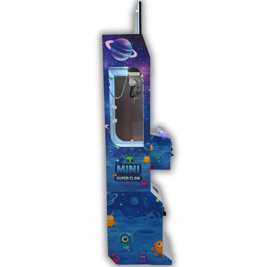 Mini Claw Machine - Coin & Bill Operated Vending Unit - Arcade Style Prize Dispenser for Events,Stores or Game Rooms - Space Theme
