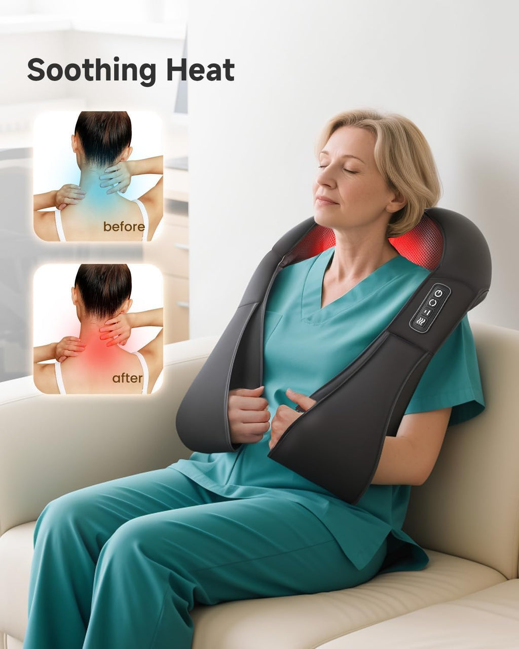 Snailax Shiatsu Neck and Shoulder Massager - Back Massager with Heat, Deep Kneading Electric Massage Pillow for Neck, Back, Shoulder,Foot,Body