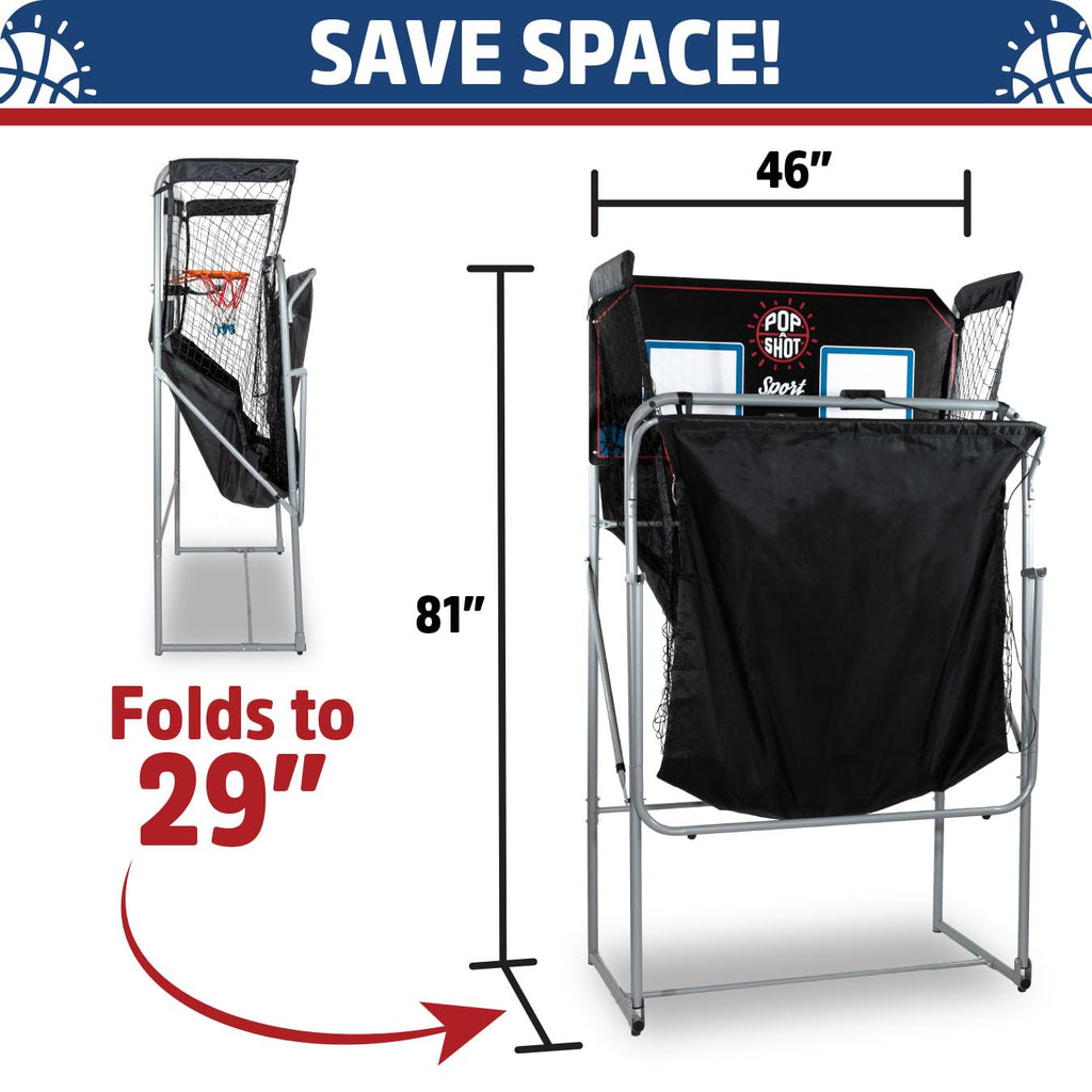 Pop-A-Shot - Dual Shot Sport | Arcade Basketball Game for Home | Paddle Scoring Hoop, 10 Game Modes, 4 Balls | Foldable for Easy Storage | Fun for All Players