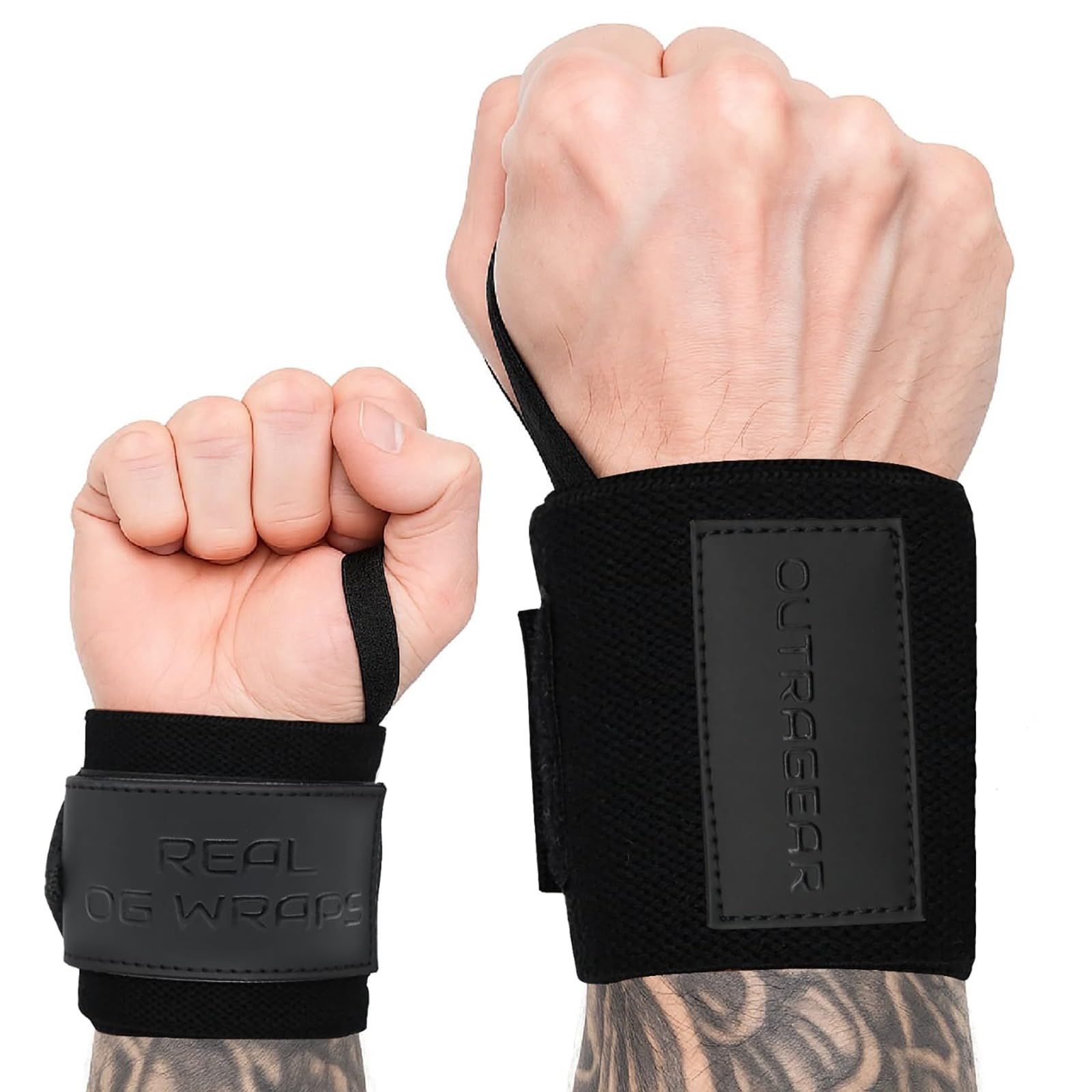 18" OG-Grade Wrist Wraps for Weightlifting – Heavy Duty Wrist Support with Thumb Loop & Lockdown Strap – Wrist Straps for Powerlifting, Bench Press & Gym Training
