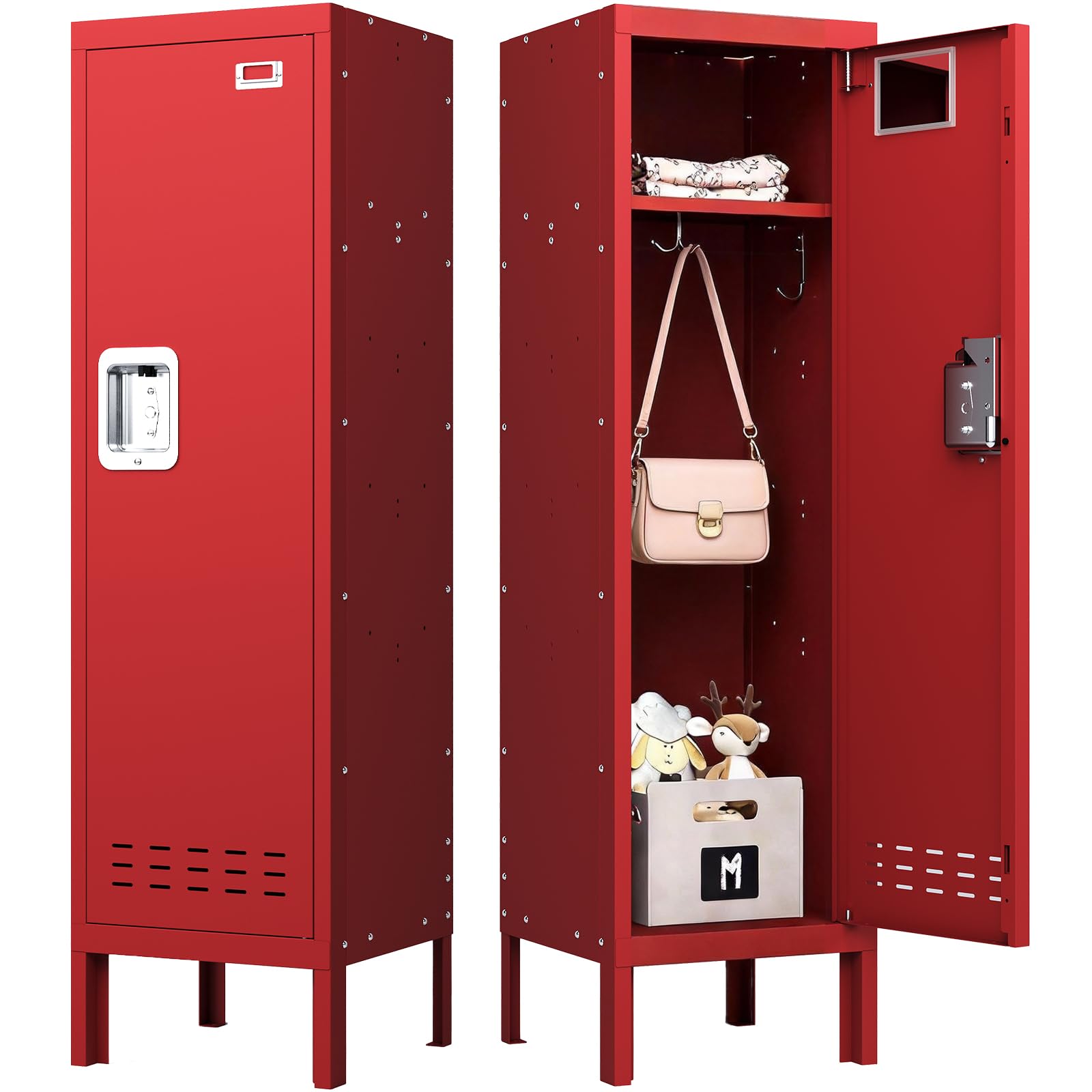 BUTISOW Metal Lockers - 66" Height Steel Lockers for Employees with 5 Door Storage Locker with Card Slot for Employees Gym School Home Office Garage - Assembly Required