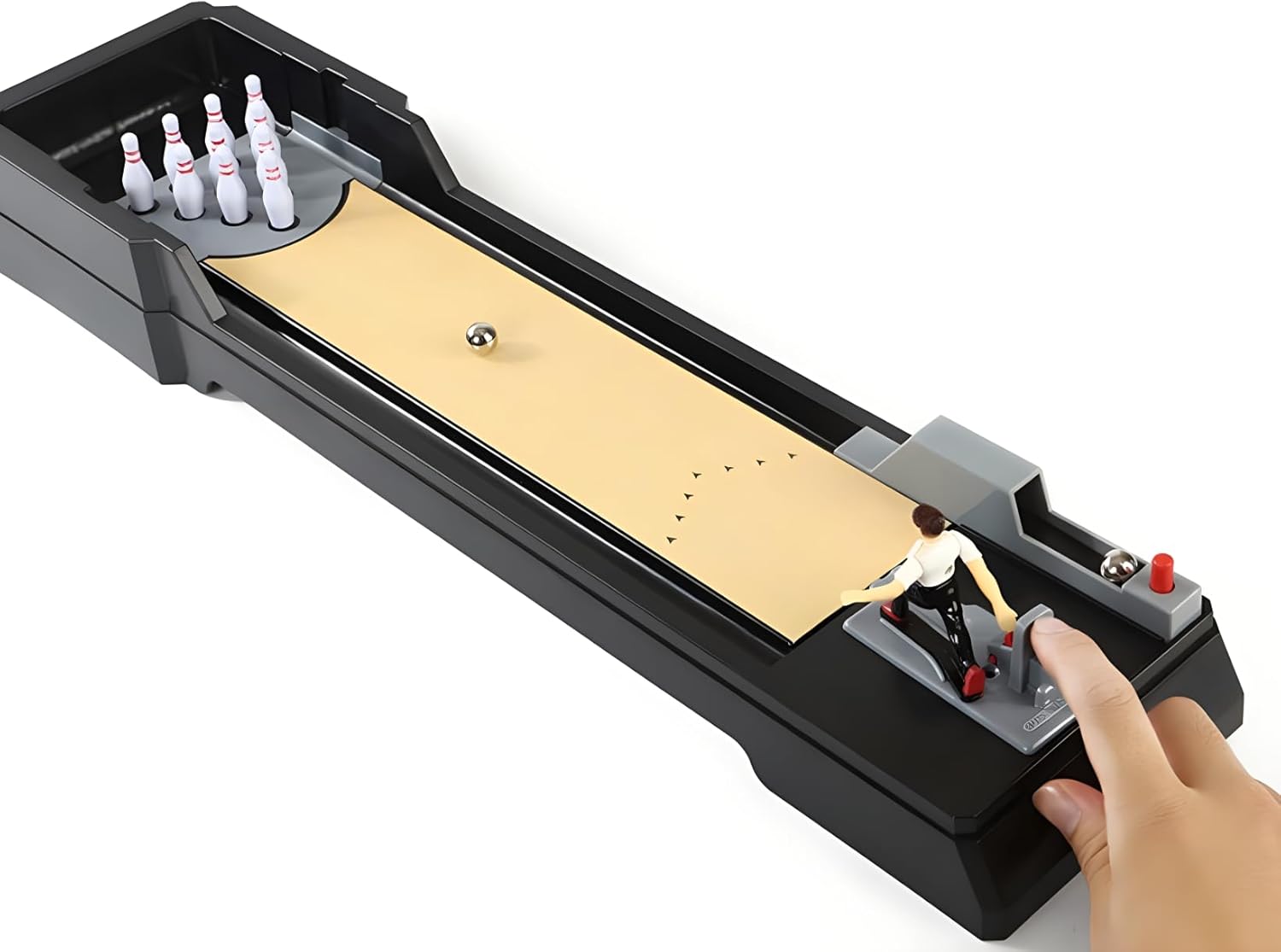 Desktop Bowling Game for Adults & Kids, 25.5" Tabletop Bowling Alley with Auto Ball Return, 10-Pin Mini Bowling Set, Portable Table Top Sports Toy for Home, Office & Party