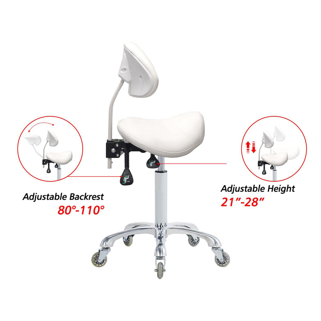 Antlu Saddle Stool Chair for Massage Clinic Spa Salon Cutting, Saddle Rolling Stool with Wheels Adjustable Height (Black)