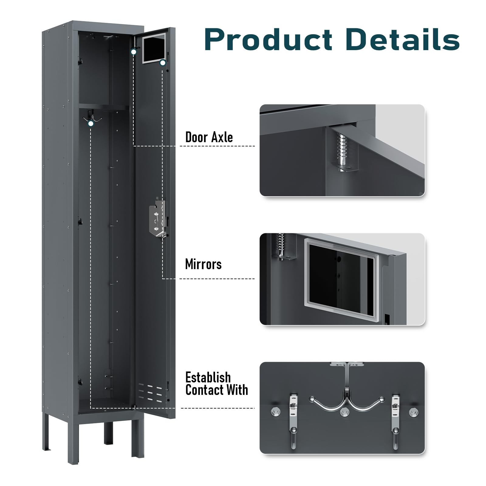 BUTISOW Metal Lockers - 66" Height Steel Lockers for Employees with 5 Door Storage Locker with Card Slot for Employees Gym School Home Office Garage - Assembly Required