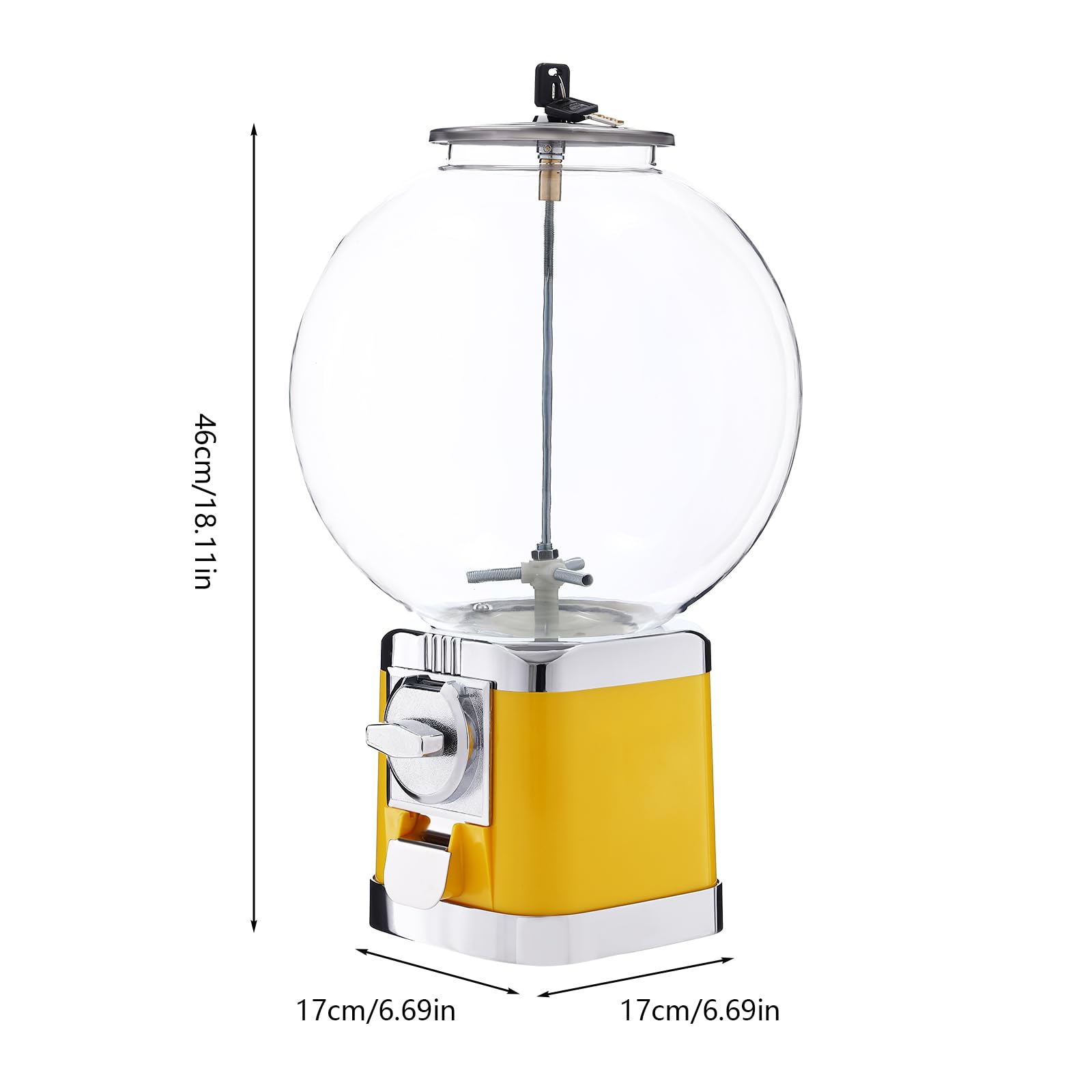 1.26in Candy Gumball Vending Machine, Large Capacity 500 Balls Capsule Toy Vending Device, Lockable Anti-Theft Design, 11.02LBS Load Capacity for Mall Amusement Use
