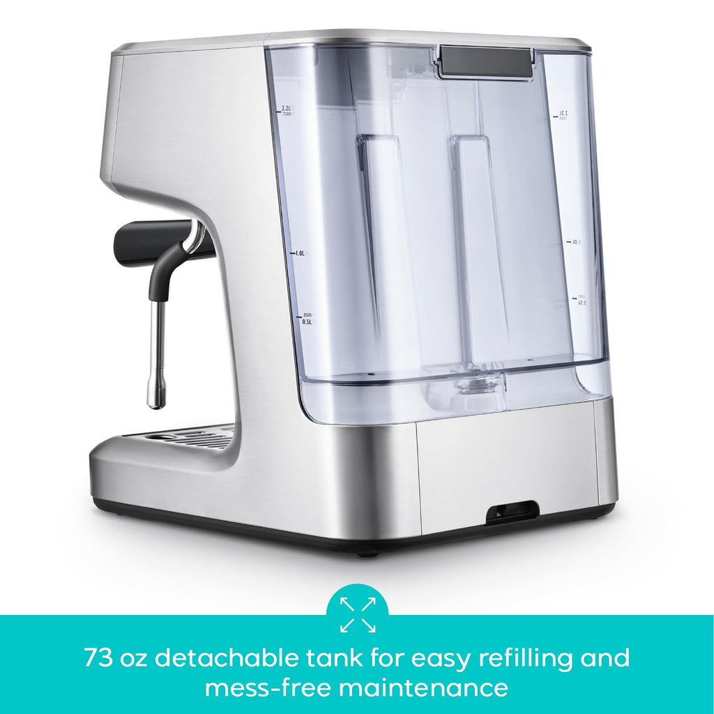 CASABREWS Ultra Espresso Machine with LCD Display, 20 Bar Espresso Maker with Powerful Milk Frother, Customizable Brewing Temperature, Barista-Level Latte and Cappuccino Machine for Home, Silver