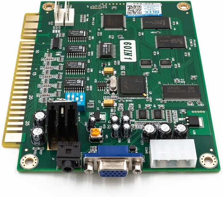Blee Classical Arcade Video Game 60 in 1 PCB Jamma Board CGA VGA Output | Vertical Screen Supports Upright and Cocktail Cabinets Use Standard Arcade Power