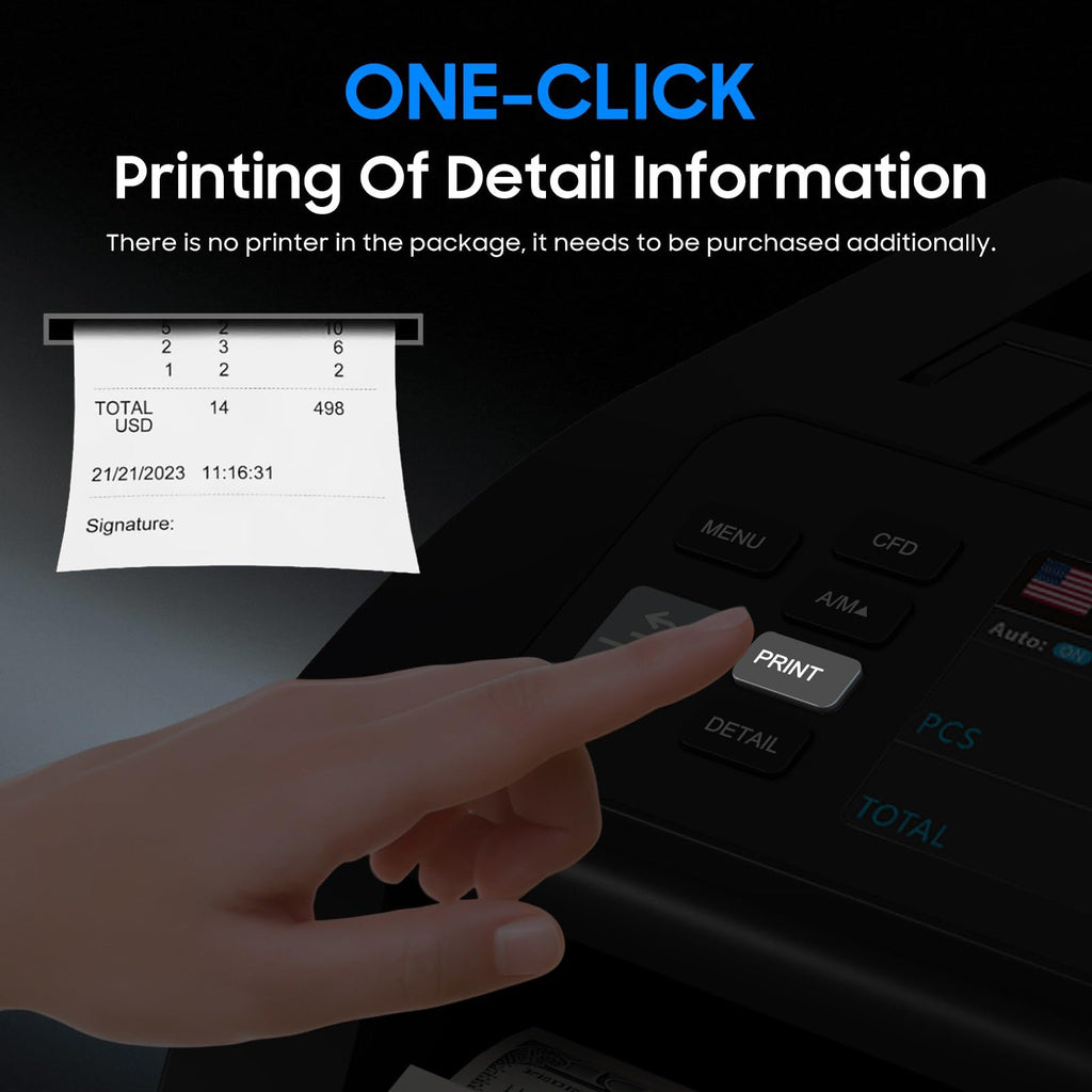 Money Counter Machine Pro 2.0 Dual-Motor, Dollar Euro MT/UV/MG/IR/DD/DBL/HLF/CHN，Cash Counter Machine with Value Add Batch Modes (LCD Display)