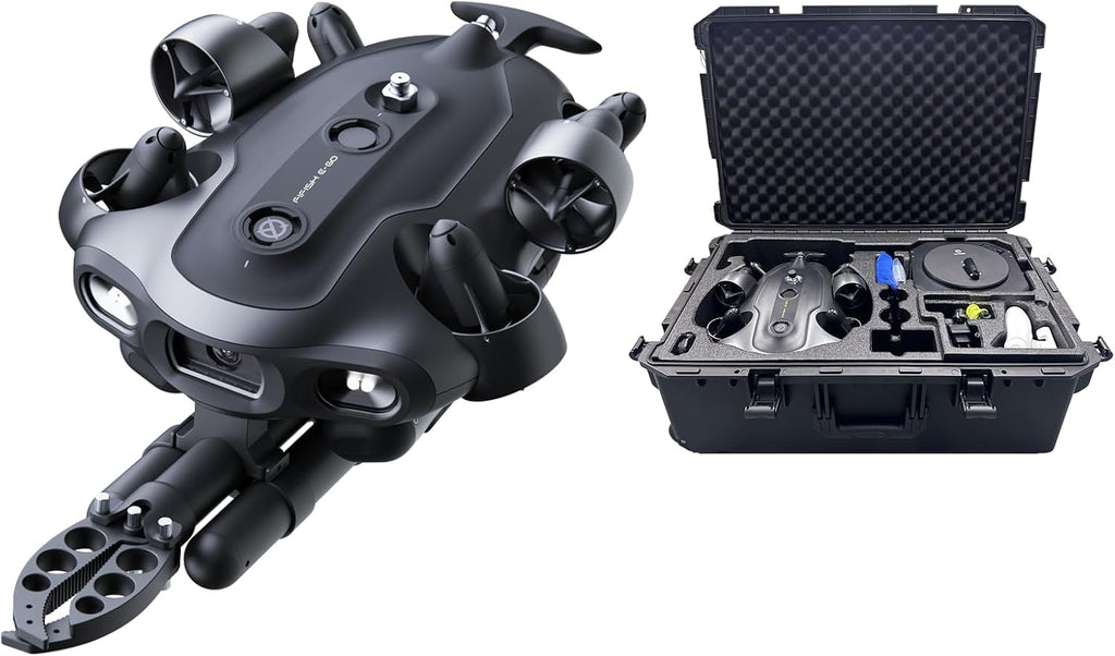 QYSEA FIFISH E-GO E200A Underwater Drone with Robotic Arm, 24/7 Continuous Operation with Energy Station, 10,000 Lumens Light, 1/1.8" CMOS 4K Camera, Extended Battery Pack, 128G Storage