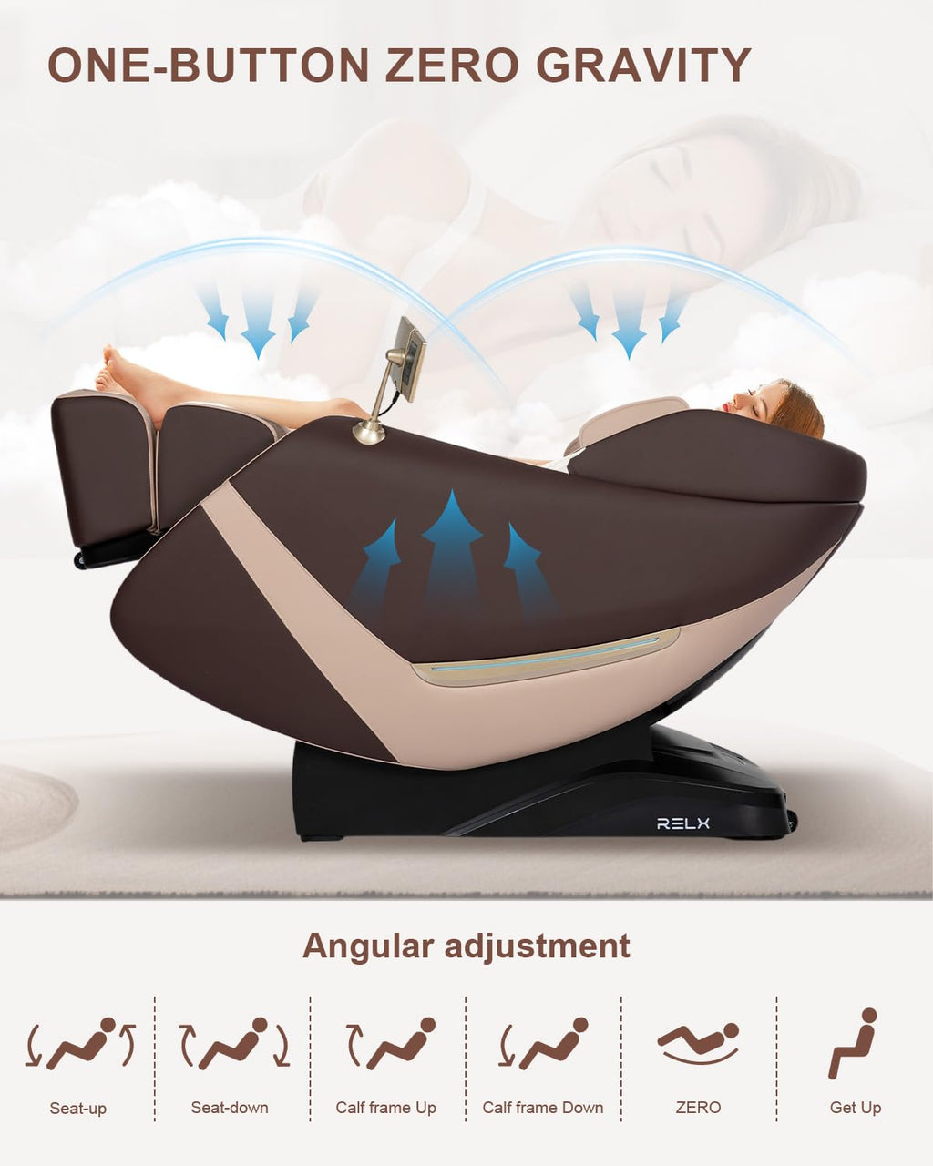 RELX 2026 Massage Chair Full Body, Zero Gravity Airbag Shiatsu Massage Chair with SL-Track, Heating, AI Control, Body Scan, 13 Modes, Foot Rollers, and Deep Yoga Stretch (Beige)