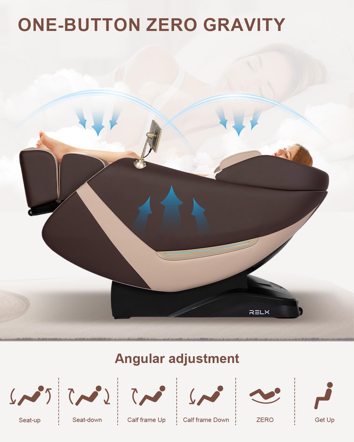 RELX 2026 Massage Chair Full Body, Zero Gravity Airbag Shiatsu Massage Chair with SL-Track, Heating, AI Control, Body Scan, 13 Modes, Foot Rollers, and Deep Yoga Stretch (Beige)