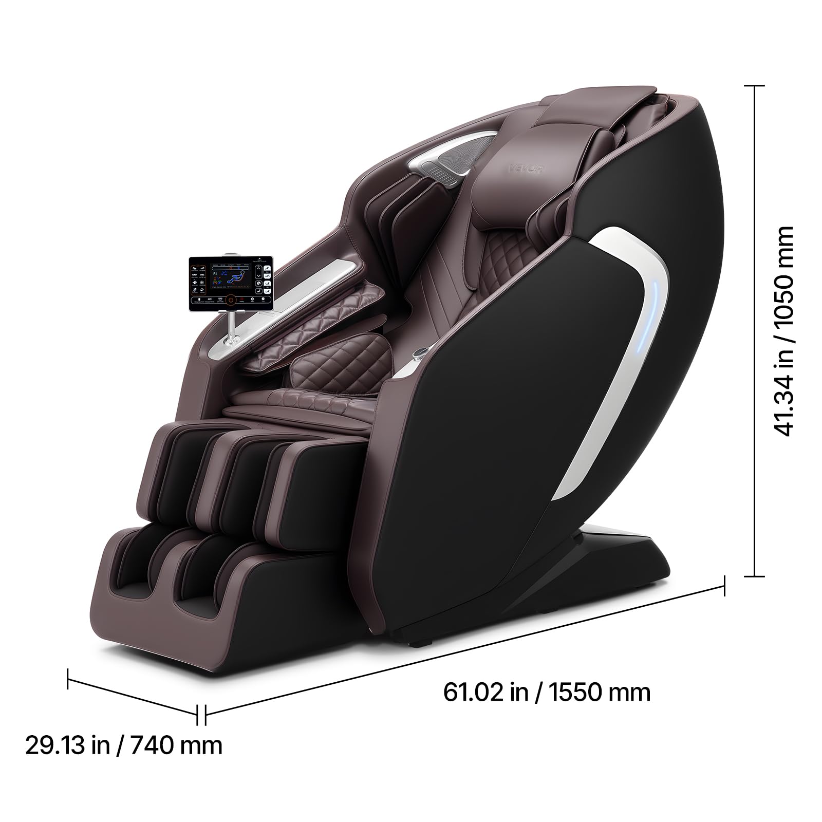 VEVOR Massage Chair - Full Body Zero Gravity Recliner with Multi Auto Modes, 3D Shiatsu, Heating, Bluetooth Speaker, Airbag, Foot Roller, and Touch Screen