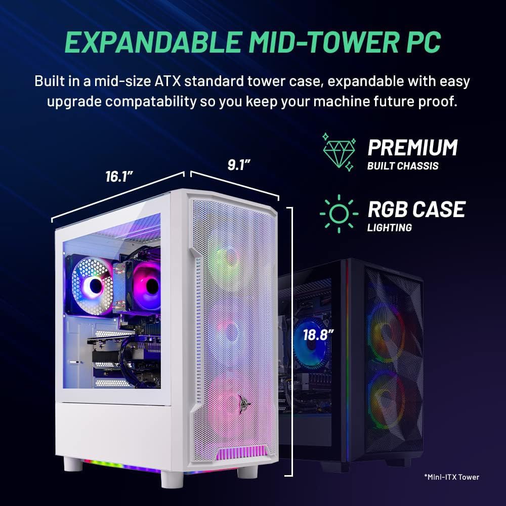 Skytech Gaming Rampage Gaming PC, Ultra 7 U7 265F, RTX 5060 Ti 8GB | 32GB DDR5 RAM 6000, 1TB Gen4 NVMe M.2 SSD, Windows 11, 850W GOLD ATX 3 PSU, 360 ARGB AIO , Wi-Fi 6, Desktop