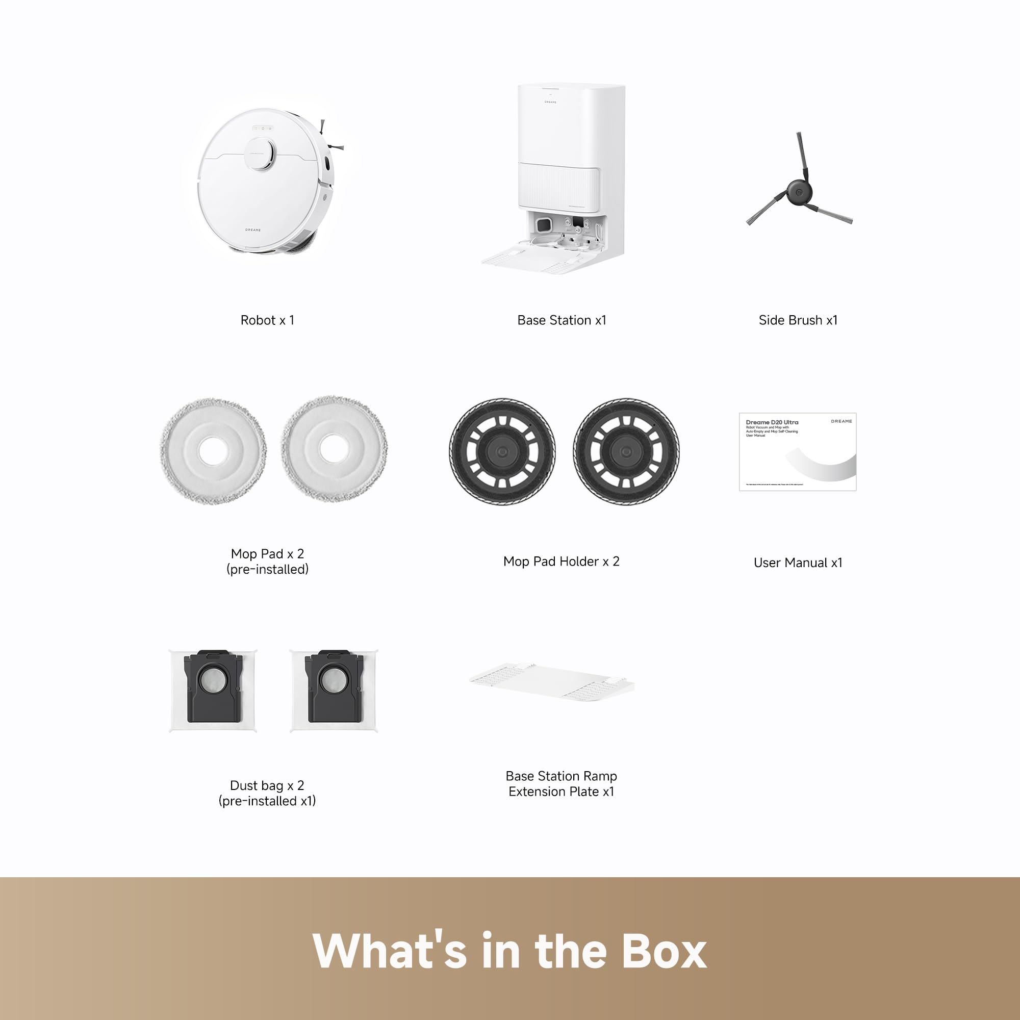 DREAME Govac 401 Robot Vacuum and Mop Combo, 100 Days Self-Emptying Robotic Vacuum, 15,000Pa Suction, Auto Mop Wash & Heat Dry, 10.5mm Auto-Lift Robot Vacuum Cleaner for Pet Hair/Carpet/Hard Floor