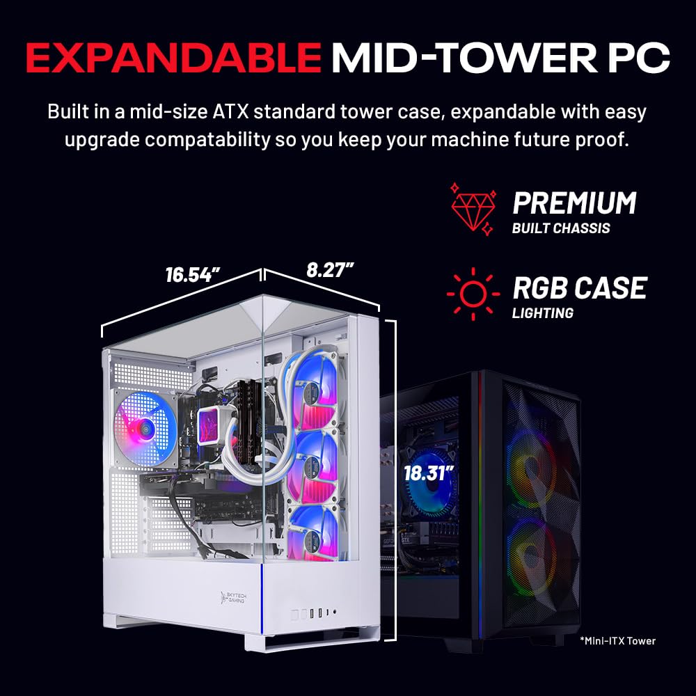 Skytech Gaming Rampage Gaming PC, Ultra 7 U7 265F, RTX 5060 Ti 8GB | 32GB DDR5 RAM 6000, 1TB Gen4 NVMe M.2 SSD, Windows 11, 850W GOLD ATX 3 PSU, 360 ARGB AIO , Wi-Fi 6, Desktop