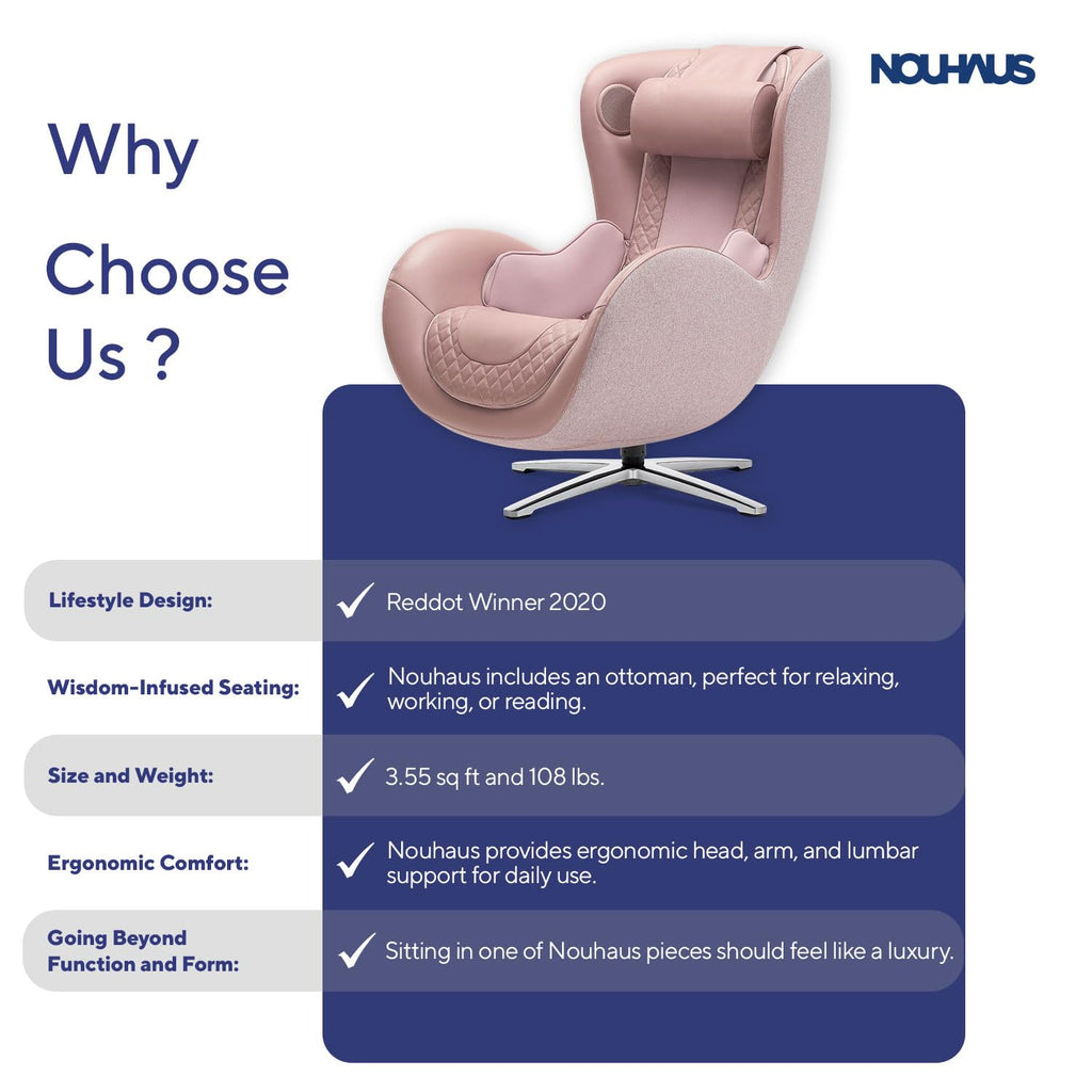 Nouhaus Classic Massage Chair with Ottoman – Caramel Leather Recliner with Percussive Shiatsu Massager, Built-in Speaker & Full Body Spot Massage – Ultimate Comfort for Home & Office