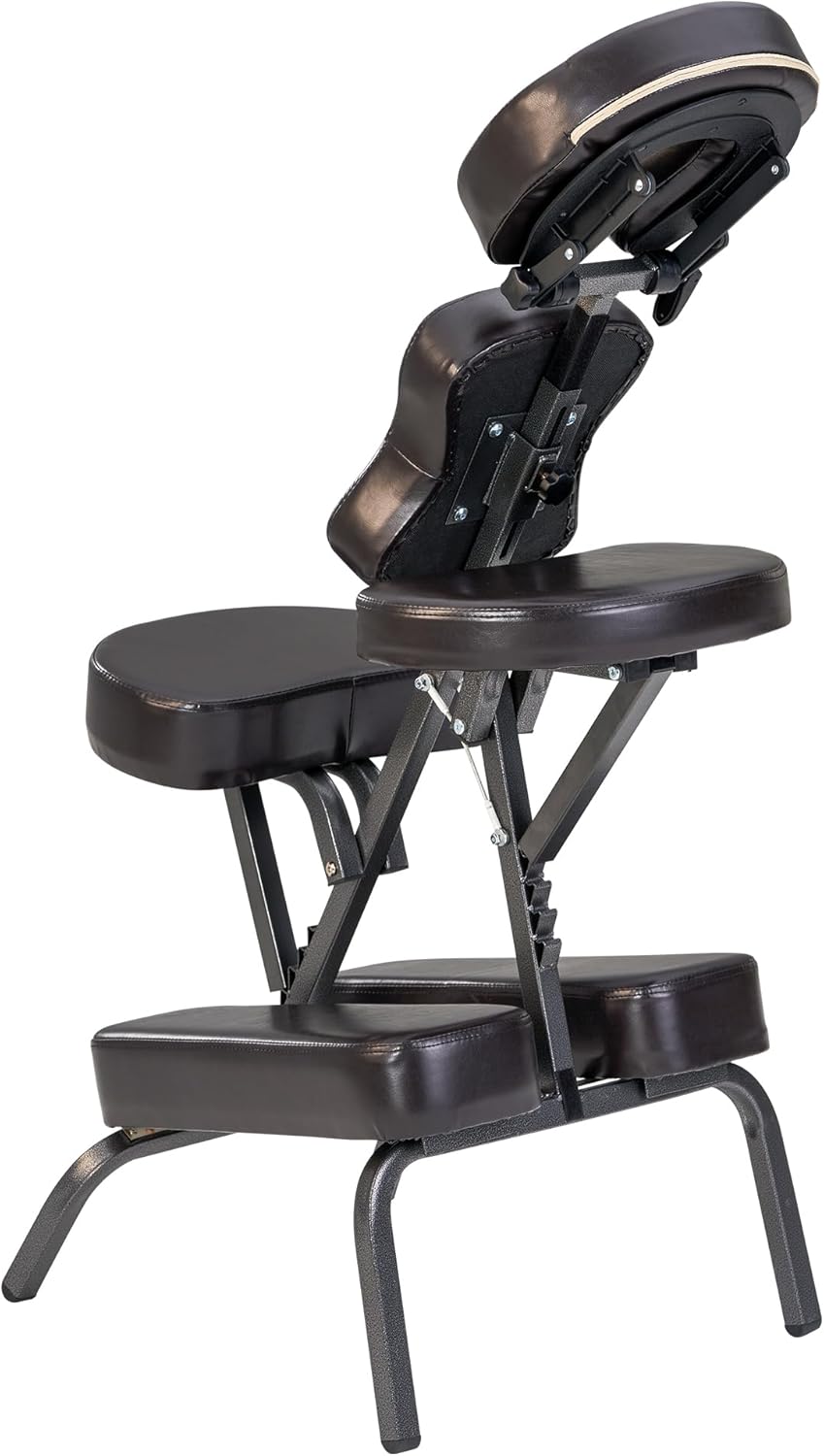 Master Massage Bedford Full Body Portable Massage Chair – Lightweight Folding Tattoo & Salon Chair with Adjustable Height, Face Cradle, Carrying Case (Coffee)