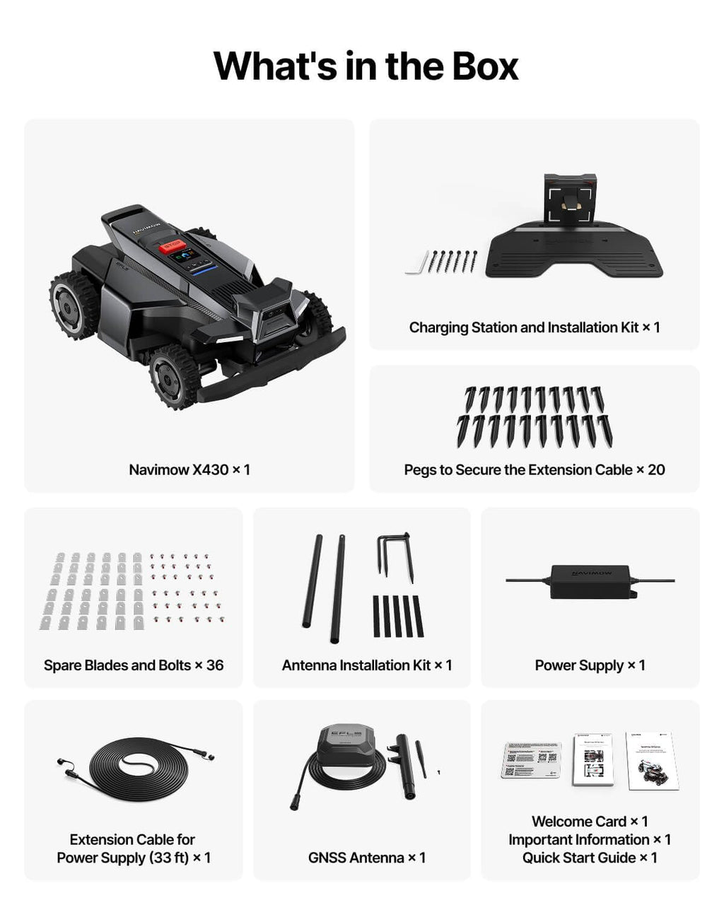 Segway Navimow X430 Robot Lawn Mower Wire Free with Garage X, 4WD for 84% Slopes, Zero-Turn Mowing, Dual 180W Motors, Covers 1 Acre (Garage Shipped Separately)