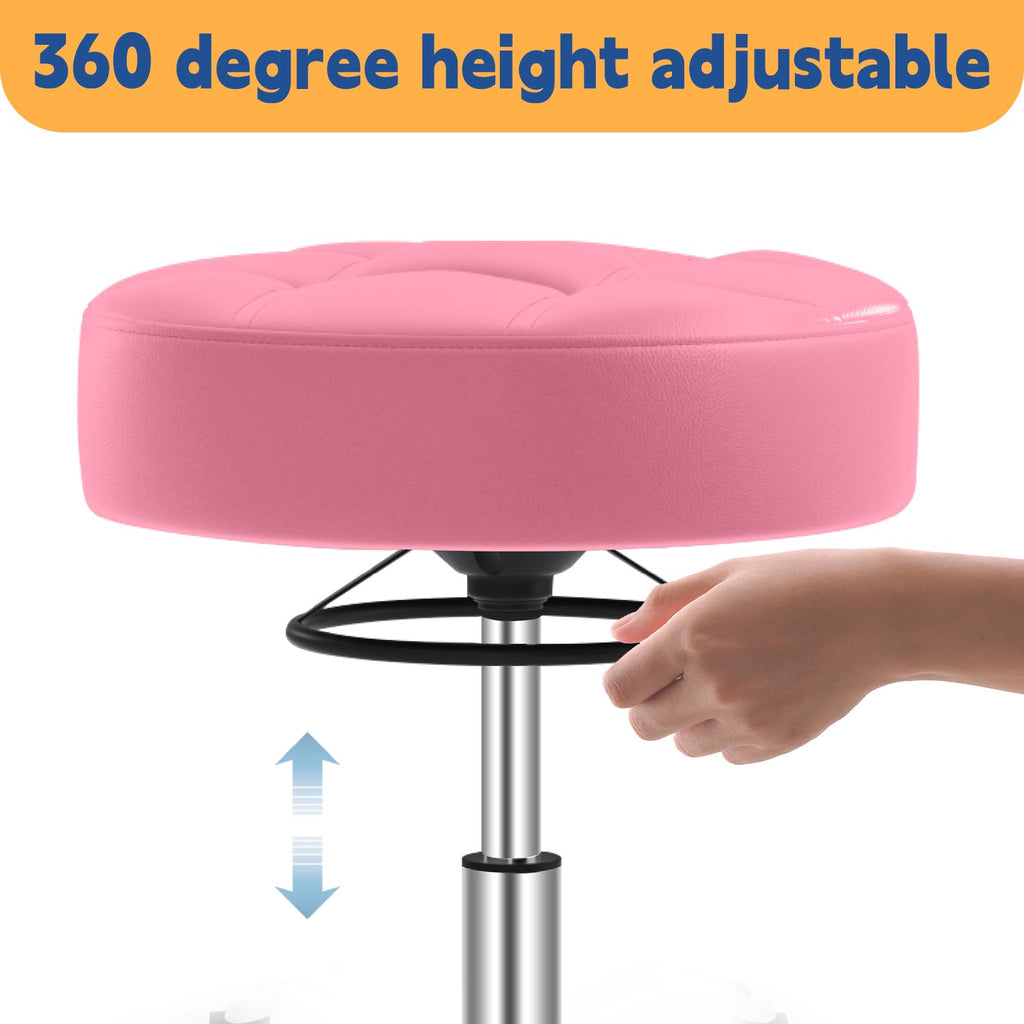 Rolling Stool Heavy Duty 400lb: Super Soft Seat Cushion,360° Swive,Height Adjustability,No Squeaky Noises,No Tip Over, New Upgraded Salon stool Chair, for Tattoo Facial Massage Spa Medical (Black)