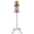 Olde Midway 15" Gumball Machine with Stand - Pink, Vintage-Style Bubble Gum Candy Dispenser with Glass Globe and Metal Base