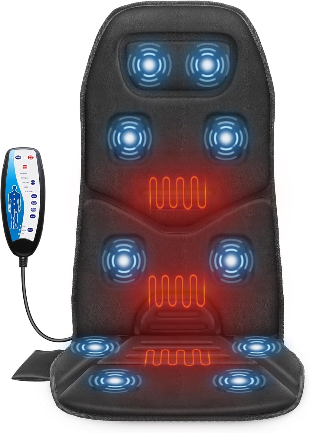 COMFIER Vibration Back Massager Seat Cushion with Heat,Father Day Dad Gifts for Men,10 Motors Massage Chair Pad,Chair Massager for Pain Relief at Office/Home, Father Day Gift
