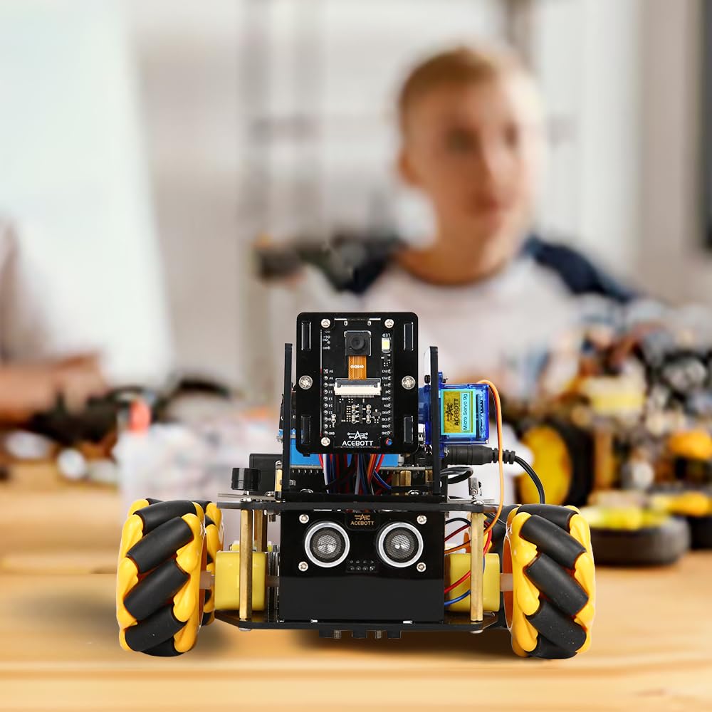 ACEBOTT Robot Arm Expansion Pack Smart Car Starter Kit, Robotics Kit for Kids Ages 8-12 12-16, STEM Toys Coding Robot Kit for Teens & Adults(QD007)