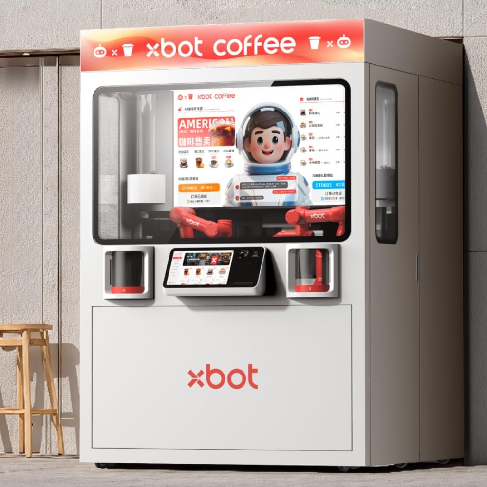 Xbot Coffee Automated Robot Barista Machine with AI Robotic Arms and Intelligent Ordering System, Automatic vending machince, Hot & Cold Brewer for Espresso, Latte, Cappuccino, Americano
