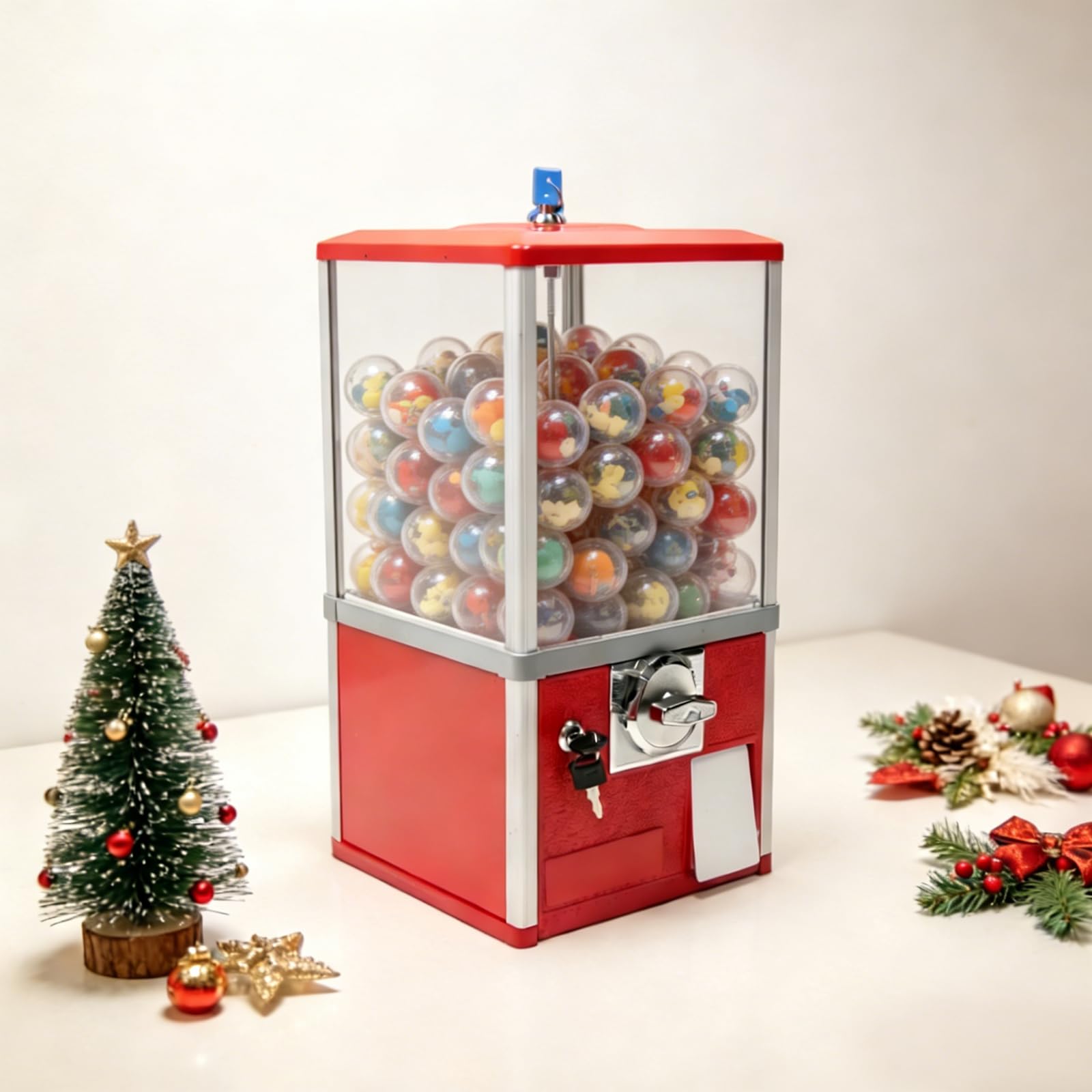 25-Cent Commercial Vending Machine, Capsule Toys Candy Bulk Gumball Device (Blue) | Operated Capsule Vending Machine for Arcades, Retail Stores and Small Business